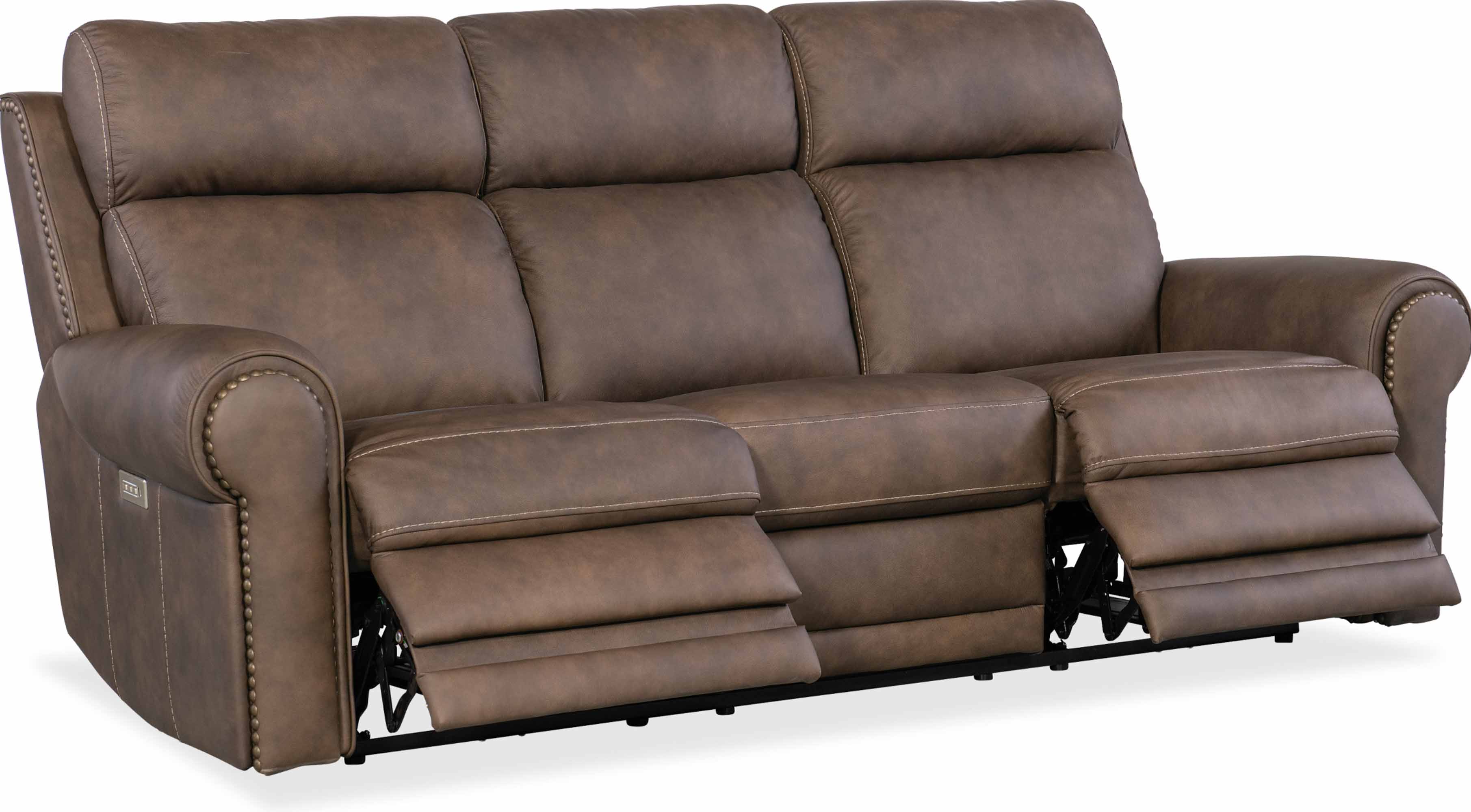 Dustin Leather Power Reclining Sofa With Articulating Headrest And Lumbar In Brown - Image 7