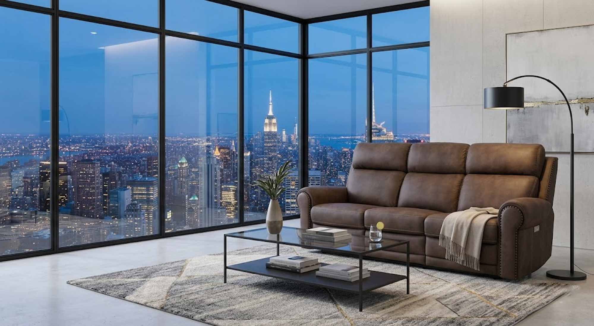 Dustin Leather Power Reclining Sofa With Articulating Headrest And Lumbar In Brown - Image 9