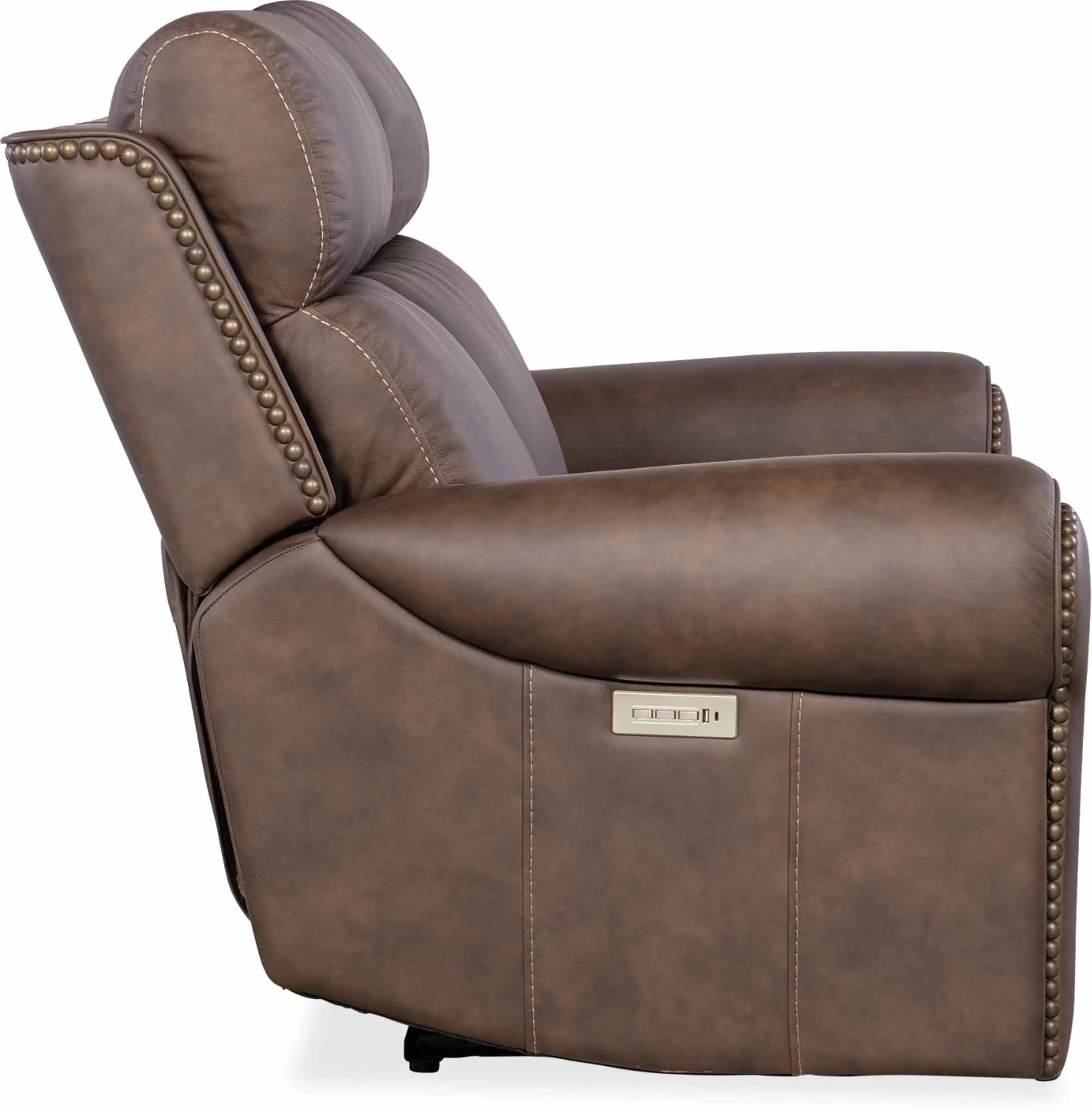 Dustin Leather Power Reclining Loveseat With Articulating Headrest And Lumbar In Brown - Image 2