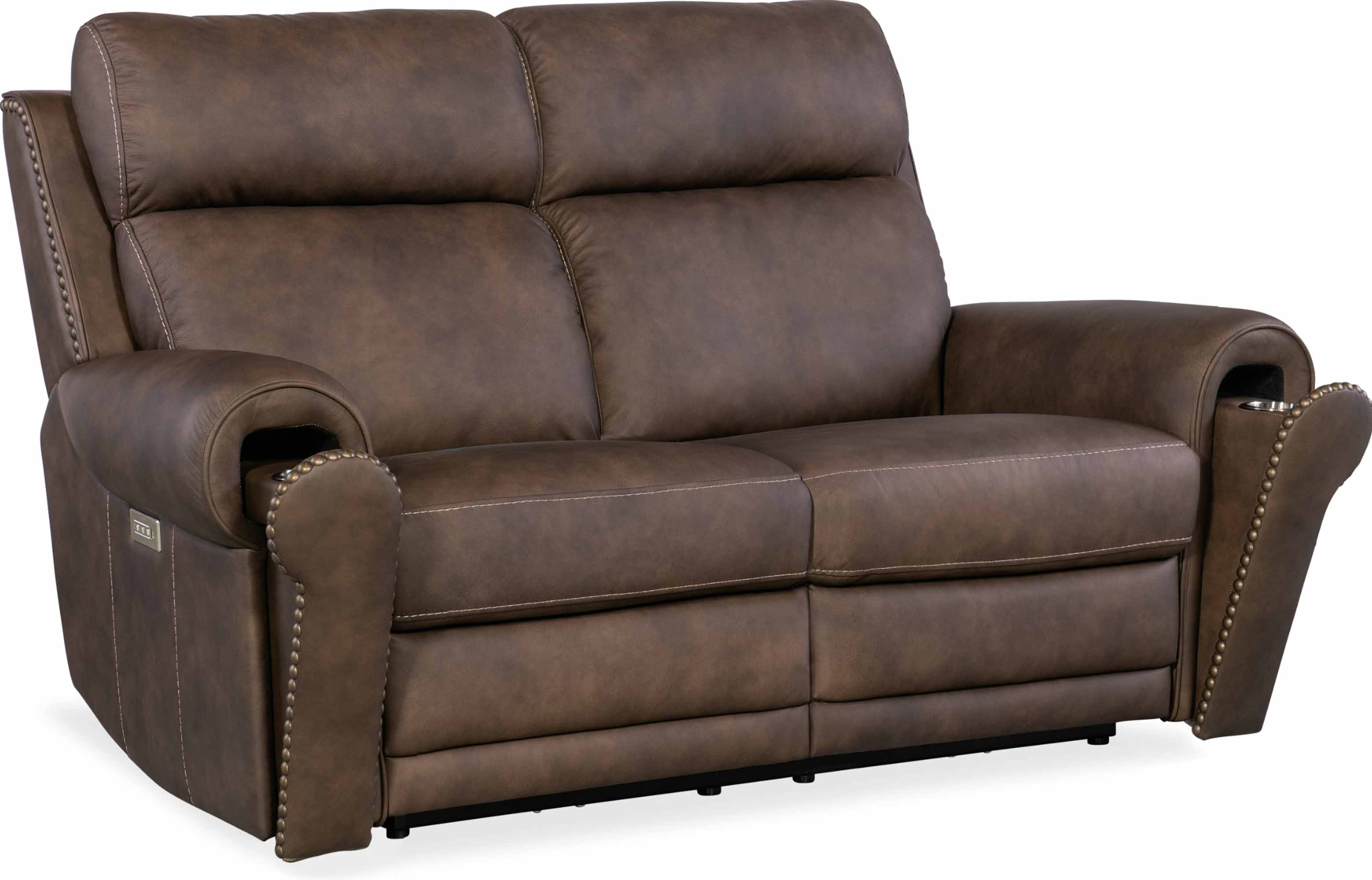Dustin Leather Power Reclining Loveseat With Articulating Headrest And Lumbar In Brown - Image 4