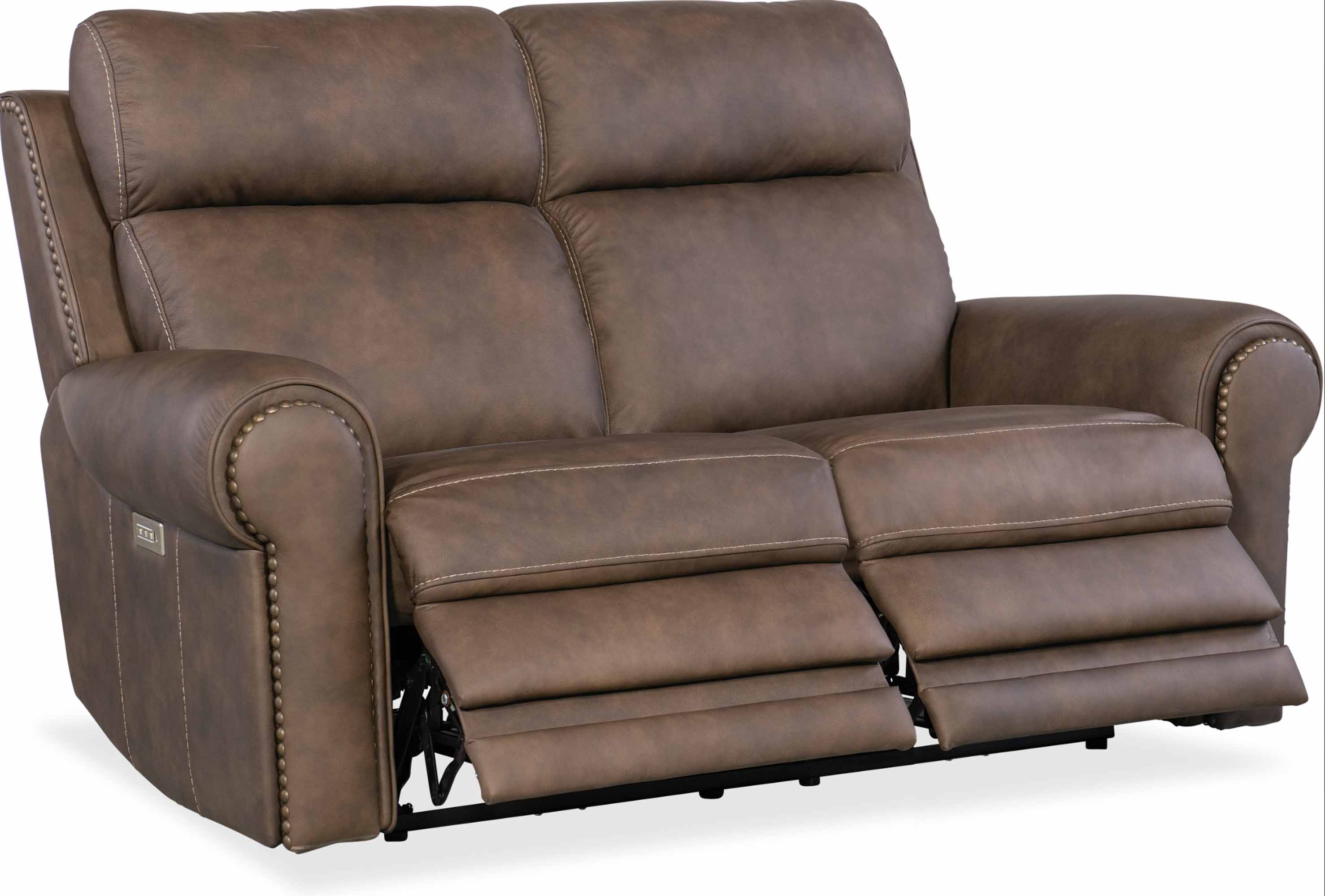 Dustin Leather Power Reclining Loveseat With Articulating Headrest And Lumbar In Brown - Image 6