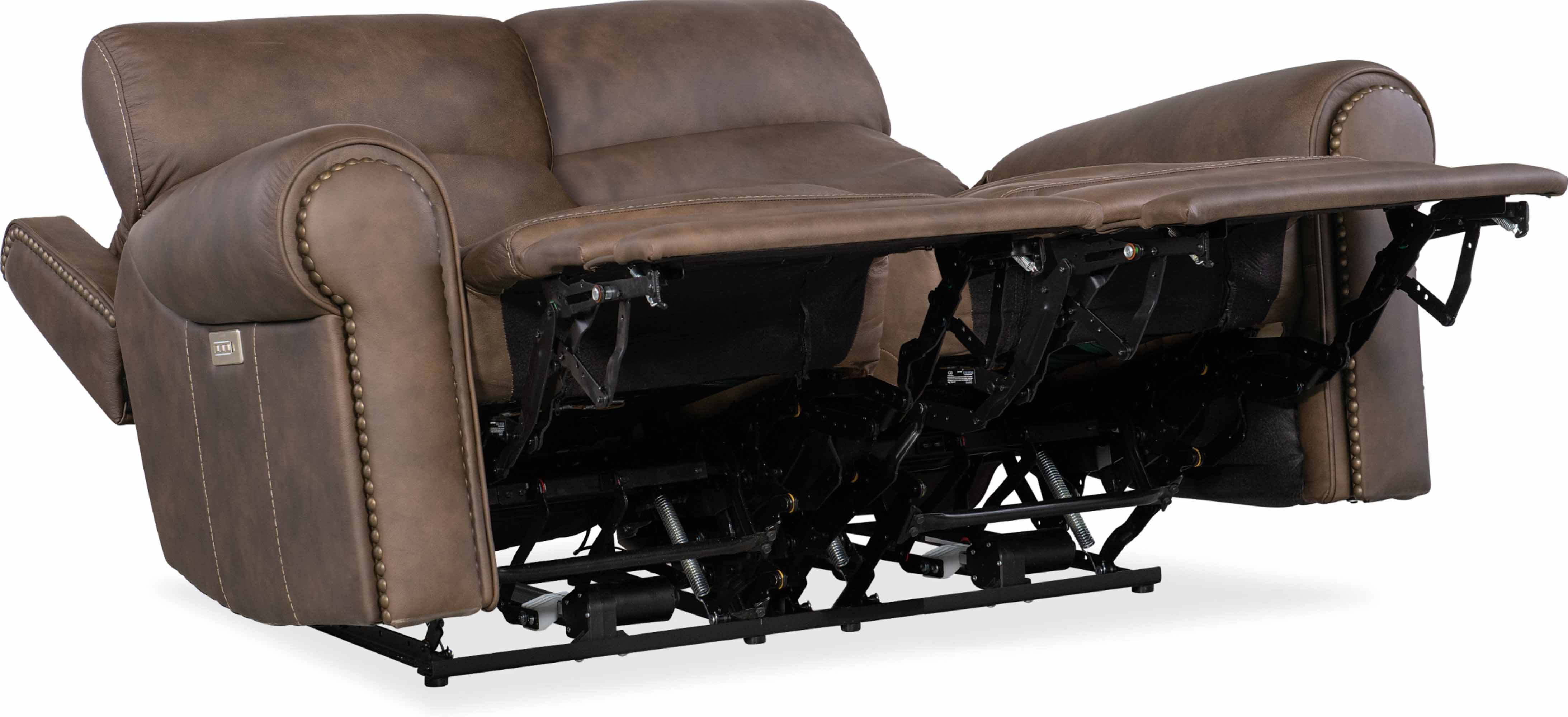 Dustin Leather Power Reclining Loveseat With Articulating Headrest And Lumbar In Brown - Image 7