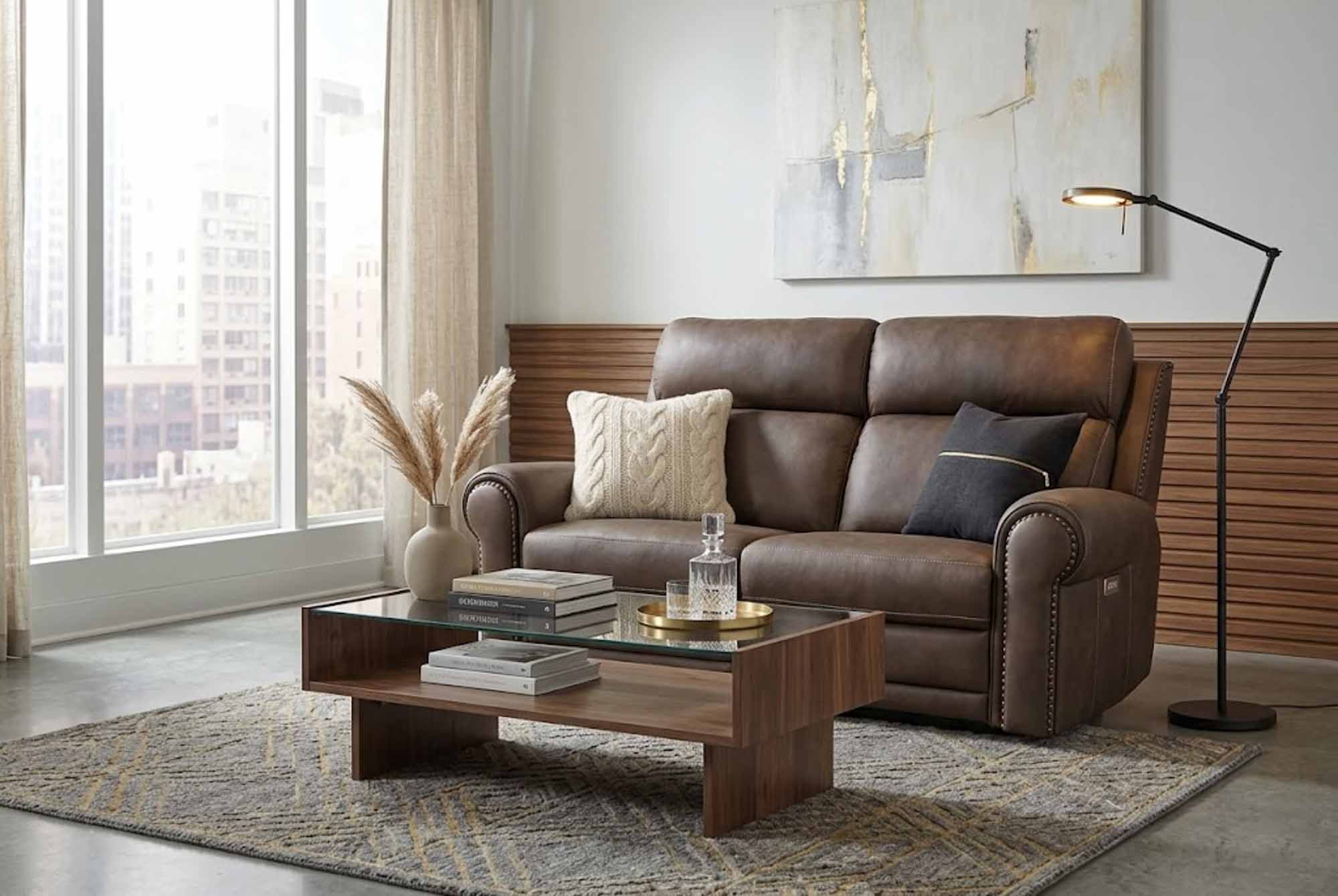 Dustin Leather Power Reclining Loveseat With Articulating Headrest And Lumbar In Brown - Image 8