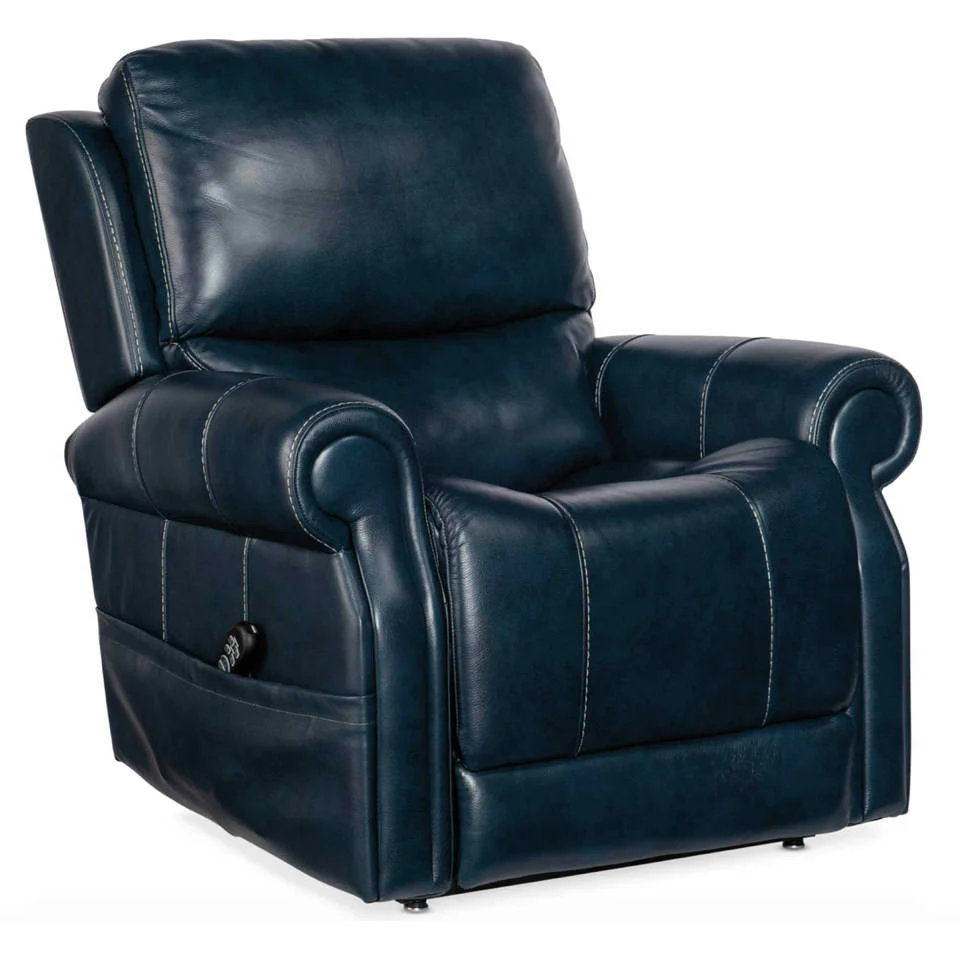 Eisley Leather Power Lift Recliner With Articulating Headrest And Lumbar In Blue
