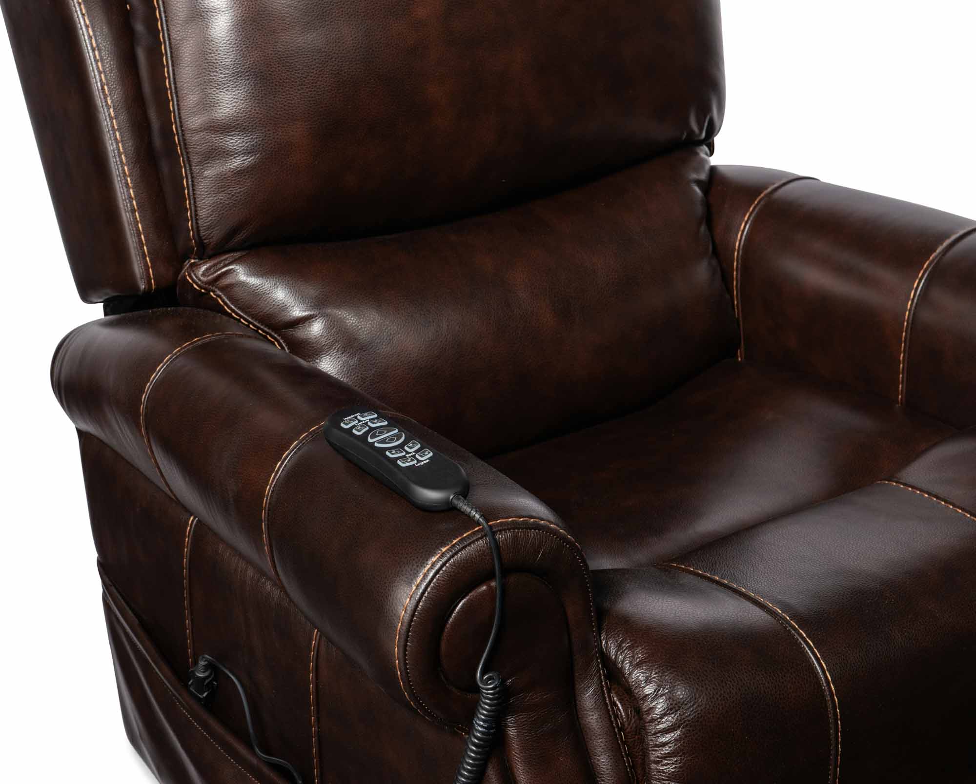 Eisley Leather Power Lift Recliner With Articulating Headrest And Lumbar In Brown - Image 8