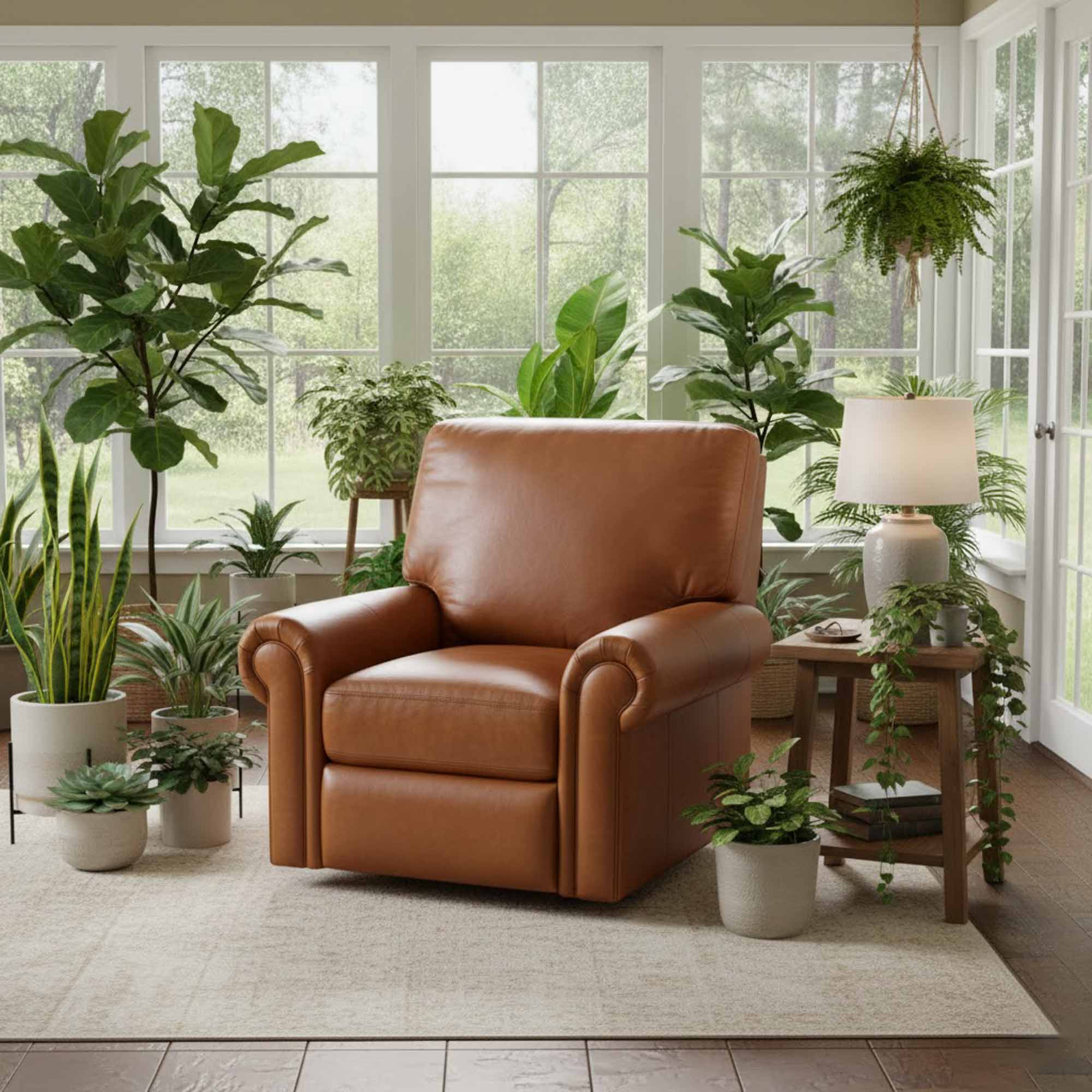 Fairbanks Leather Swivel Glider Recliner - Image 2