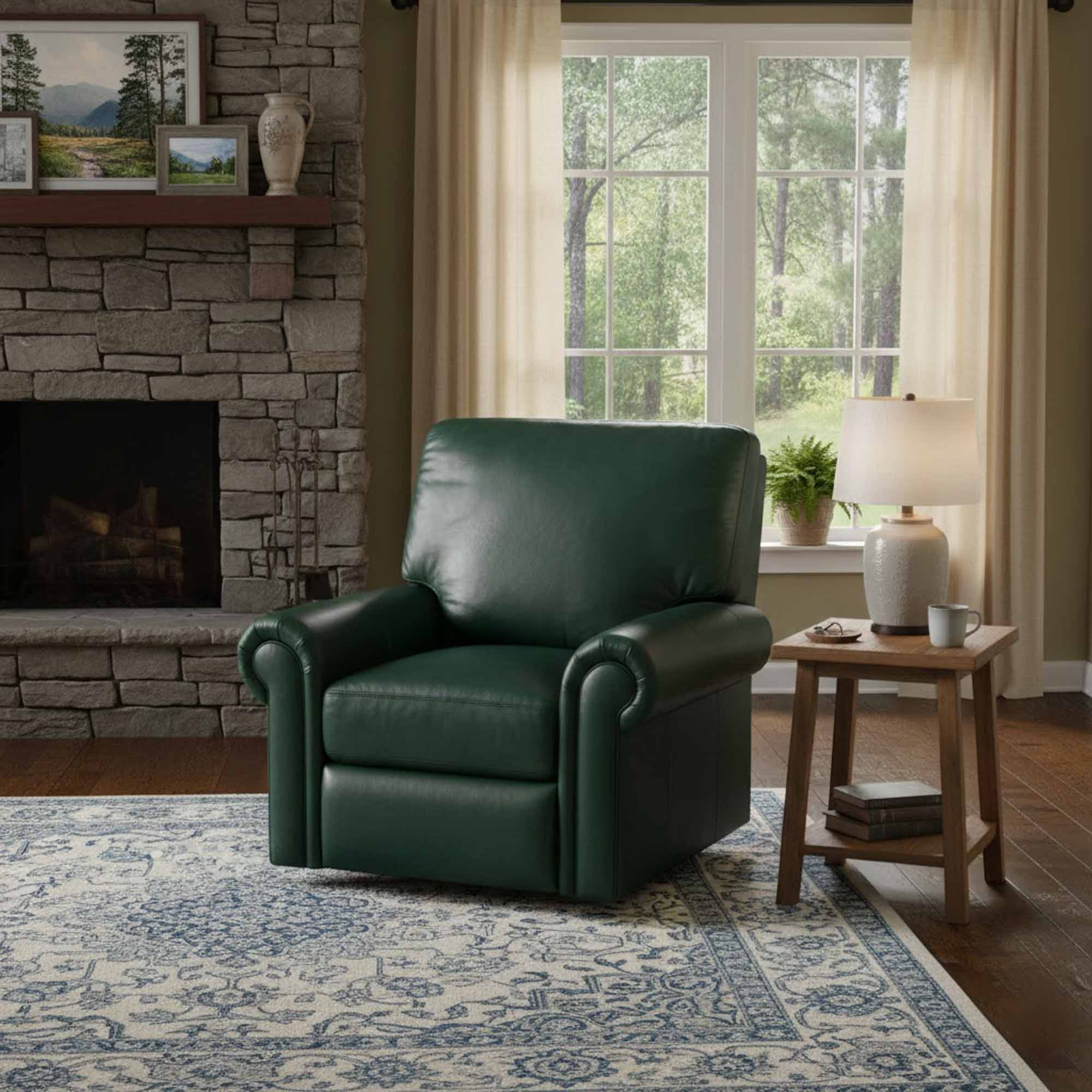 Fairbanks Leather Swivel Glider Recliner - Image 3