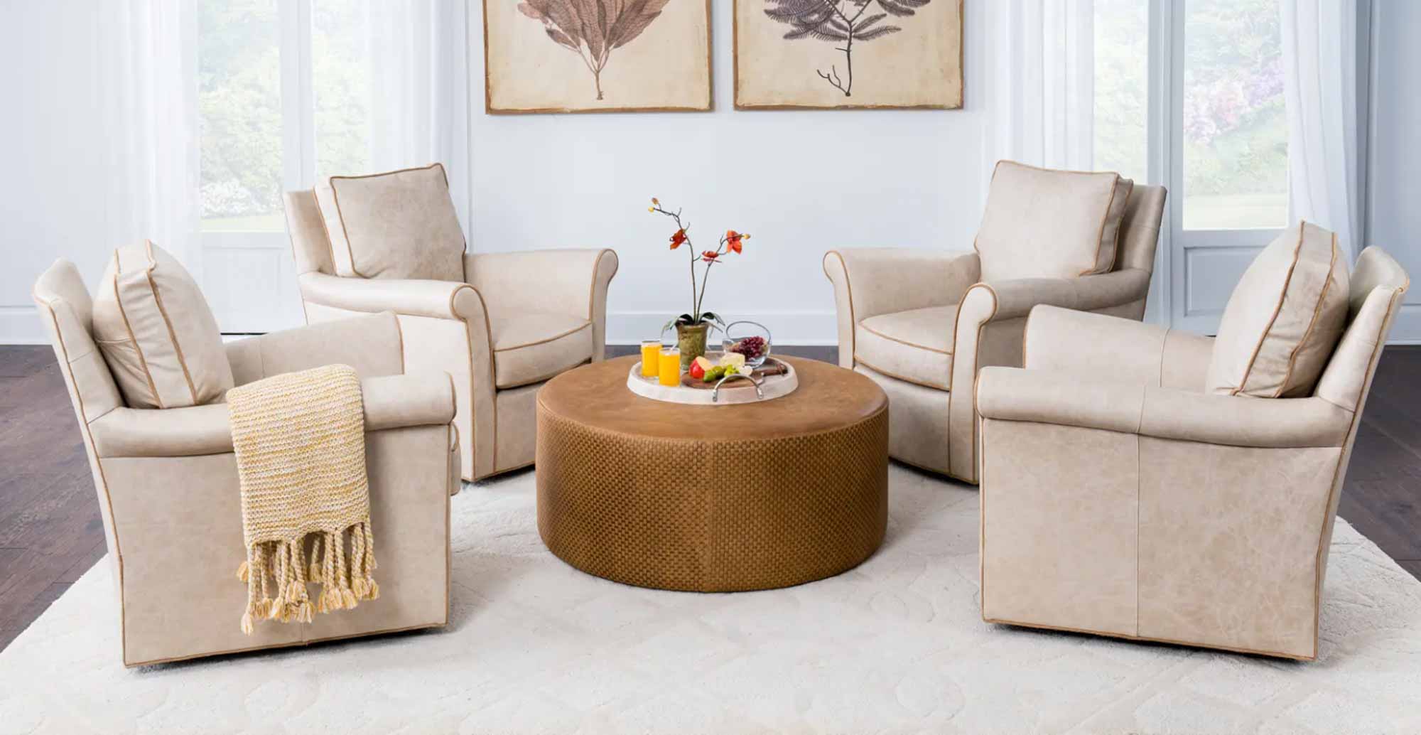 Fleming Leather Swivel Chair - Image 5