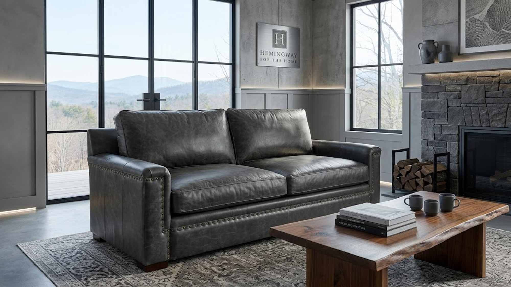 Franklin Leather Two Cushion Sofa - Image 8