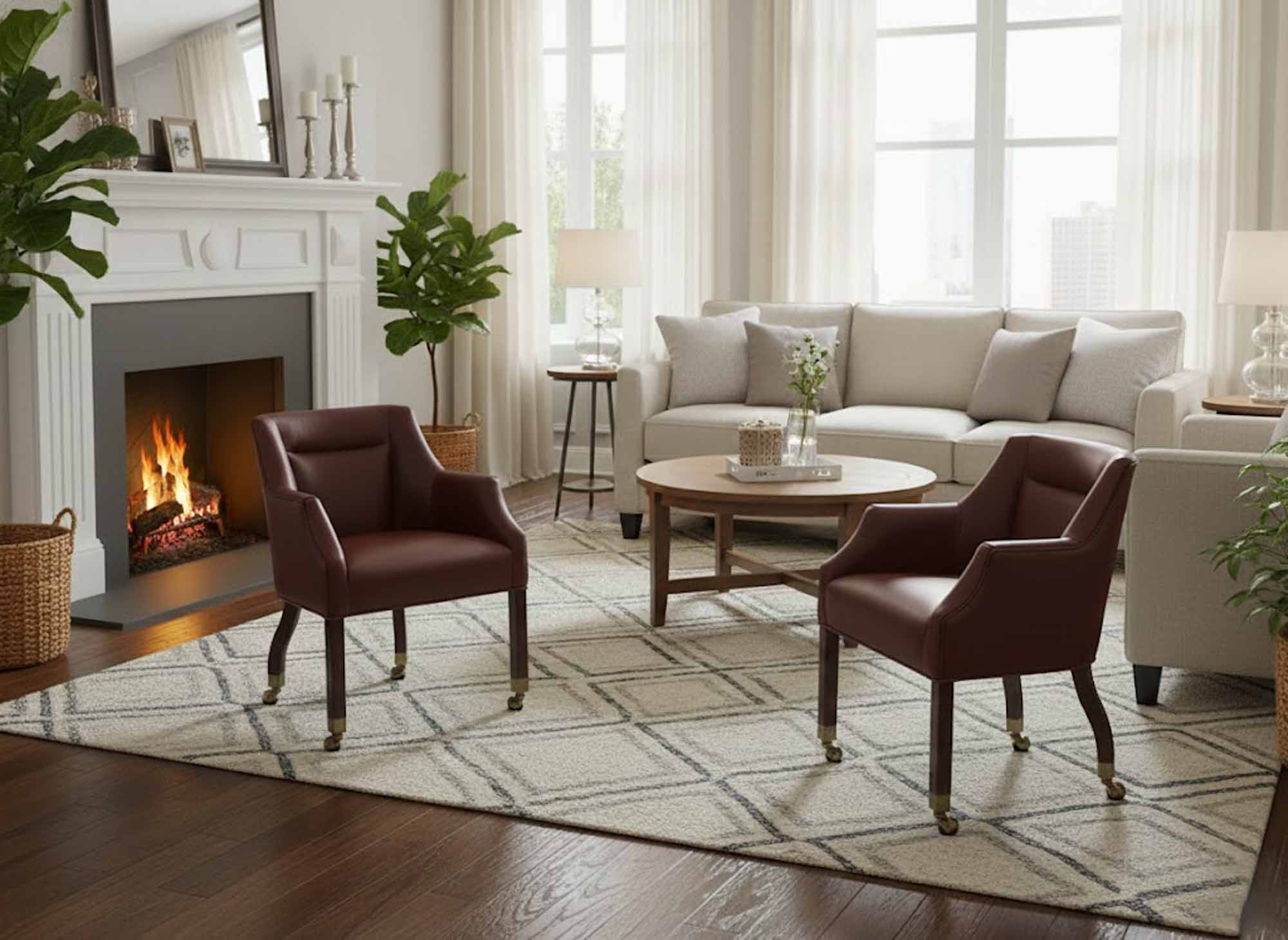 Grayce Leather Game Chair With Casters - Image 3