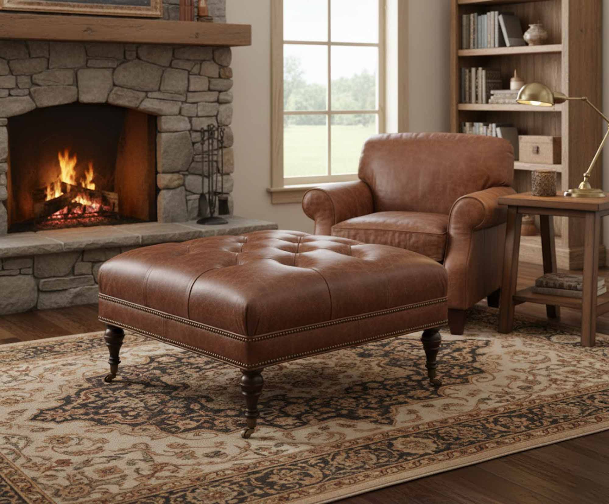 Grover Leather Cocktail Ottoman - Image 3