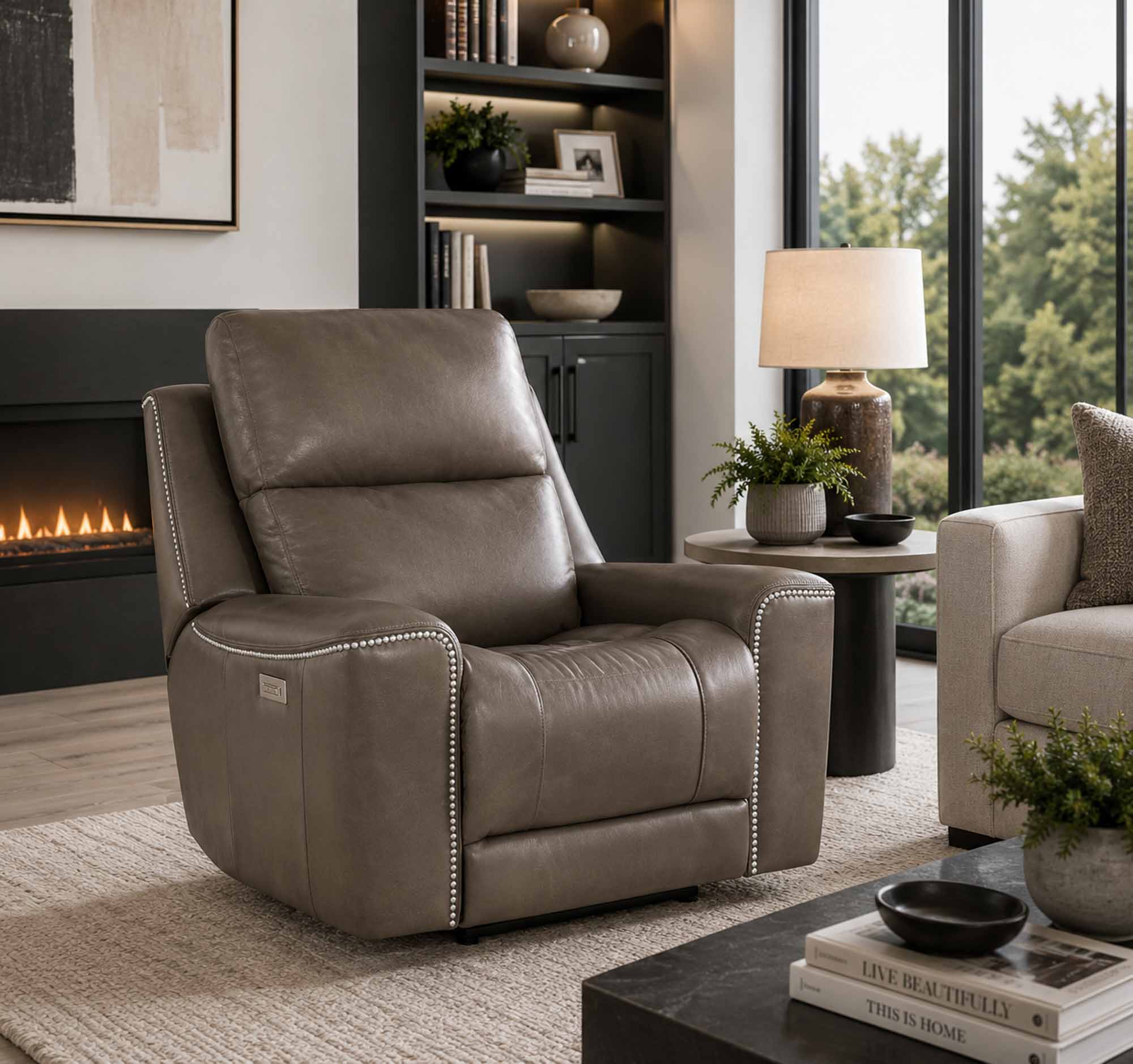 Hastings Leather Wallhugger Power Recliner With Articulating Headrest - Image 4