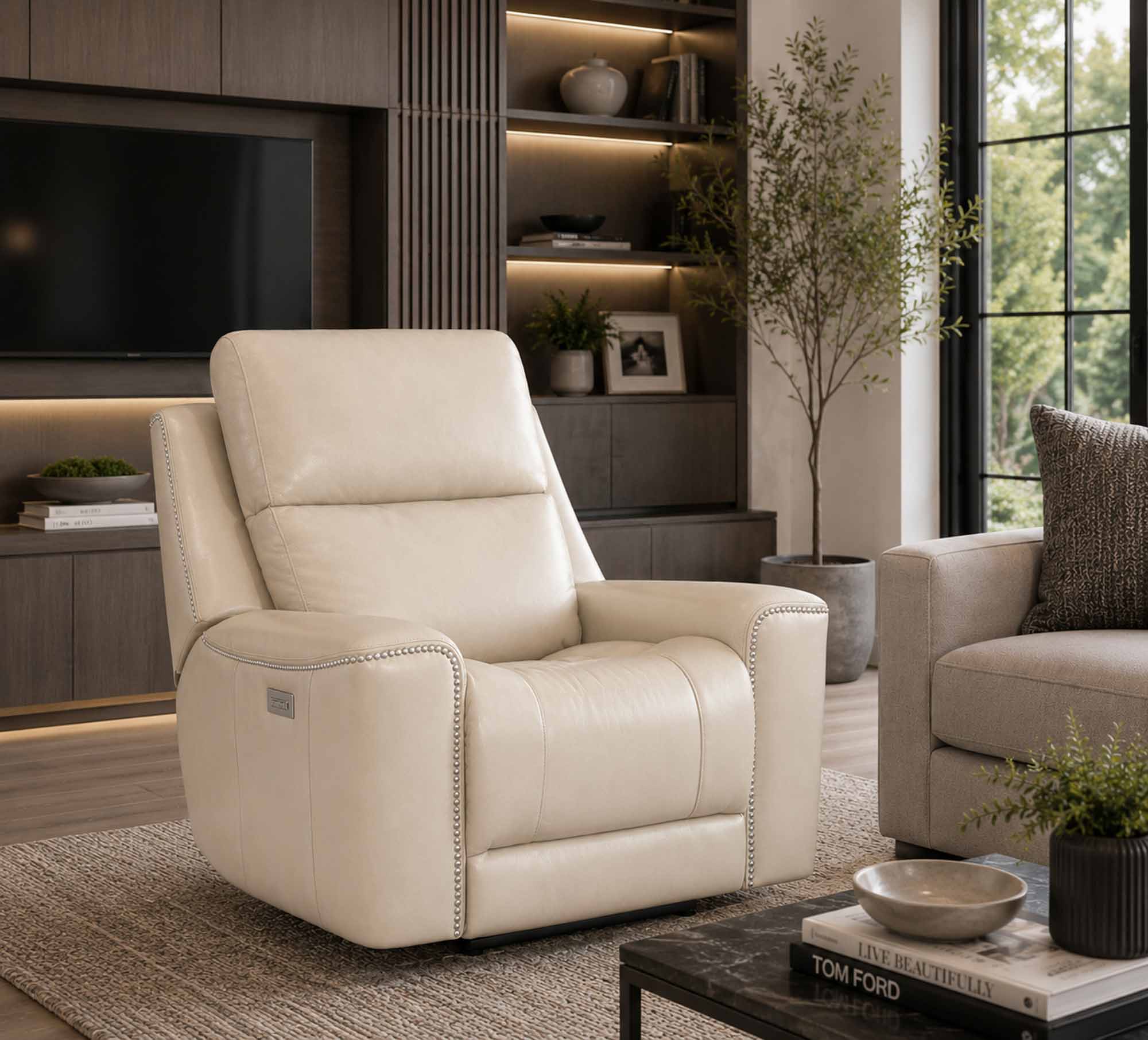 Hastings Leather Wallhugger Power Recliner With Articulating Headrest - Image 5