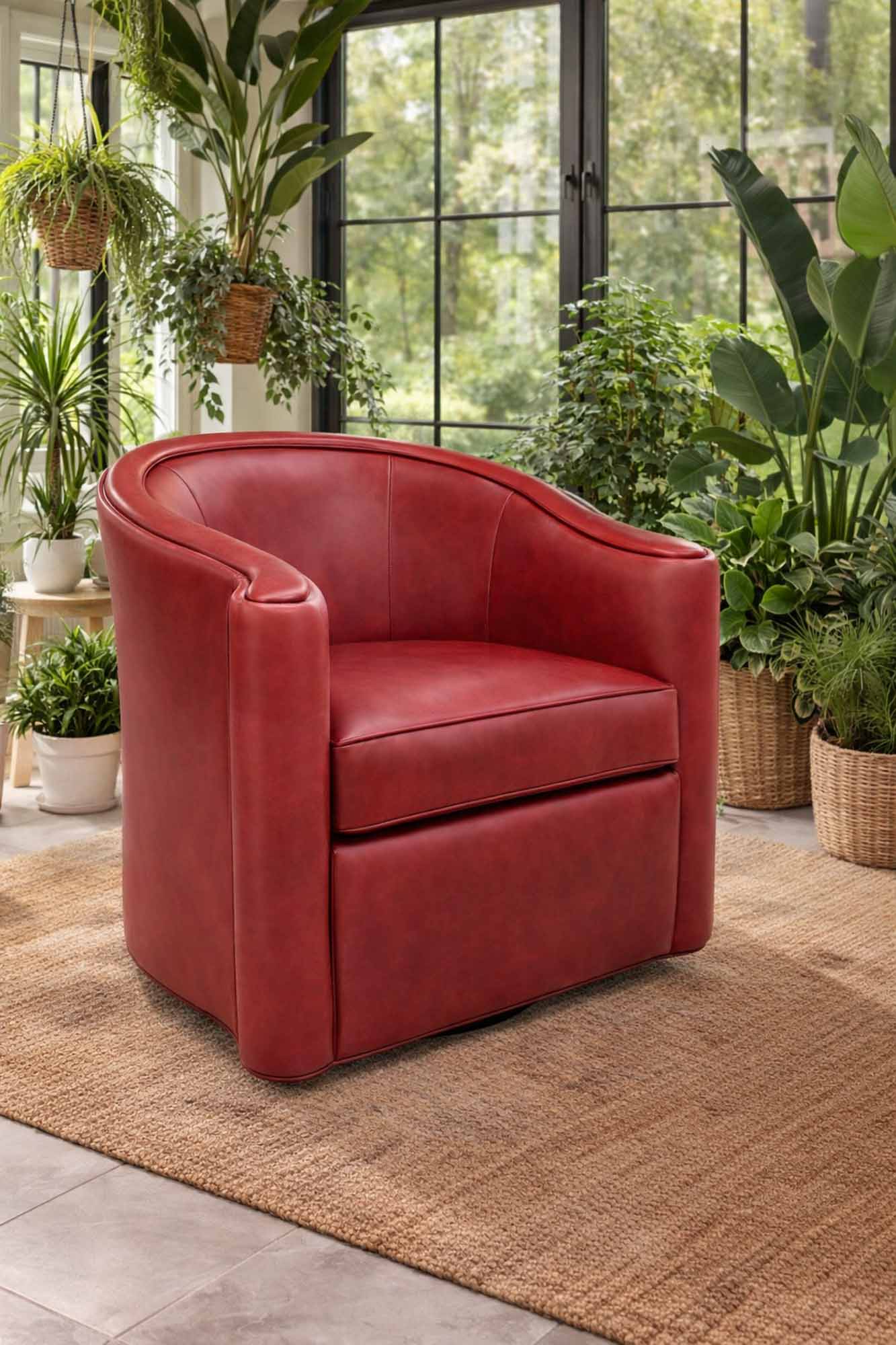 Horseshoe Leather Swivel Chair - Image 4