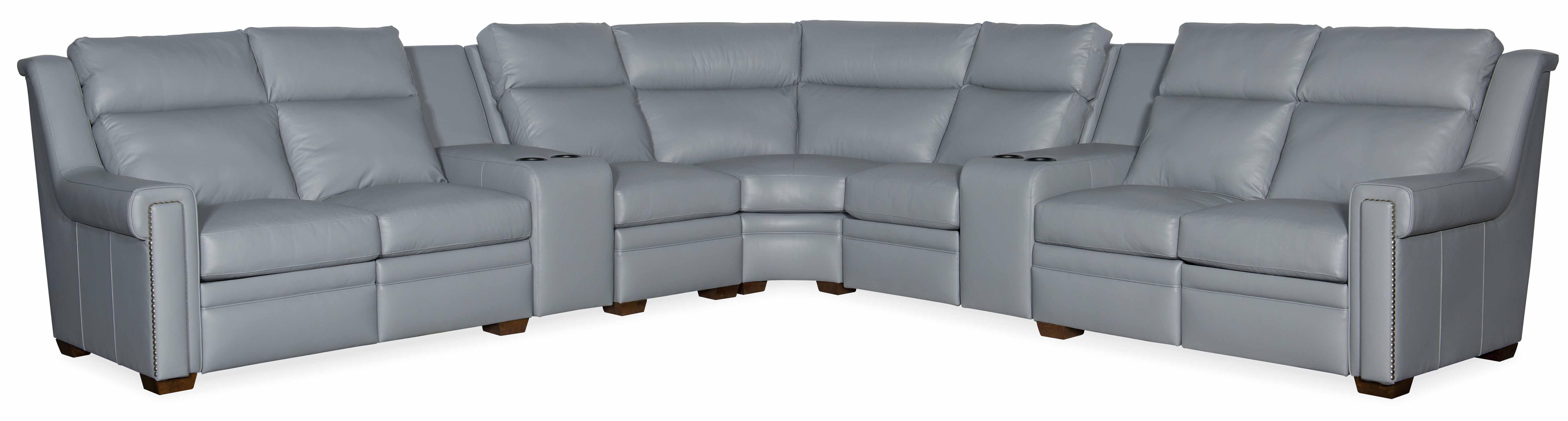 Huntsman Leather Power Reclining Sectional With Articulating Headrest