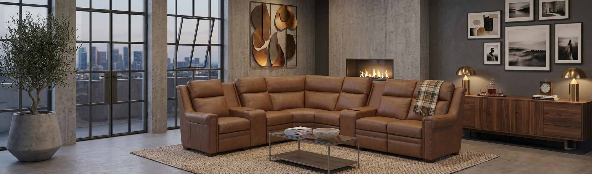 Huntsman Leather Power Reclining Sectional With Articulating Headrest - Image 5