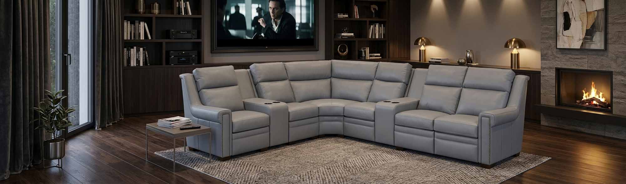 Huntsman Leather Power Reclining Sectional With Articulating Headrest - Image 7
