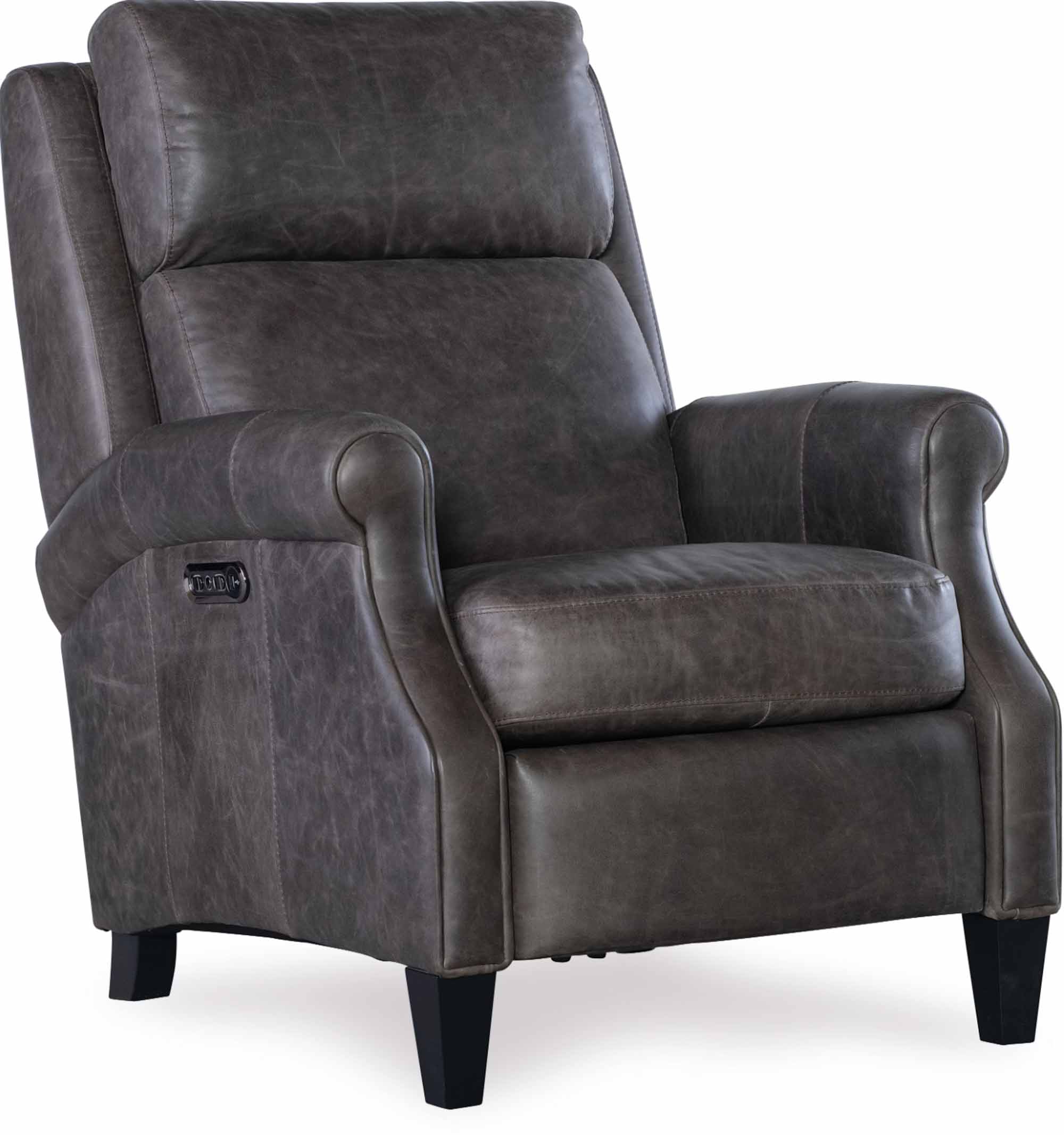 Hurley Leather Power Recliner With Articulating Headrest In Grey