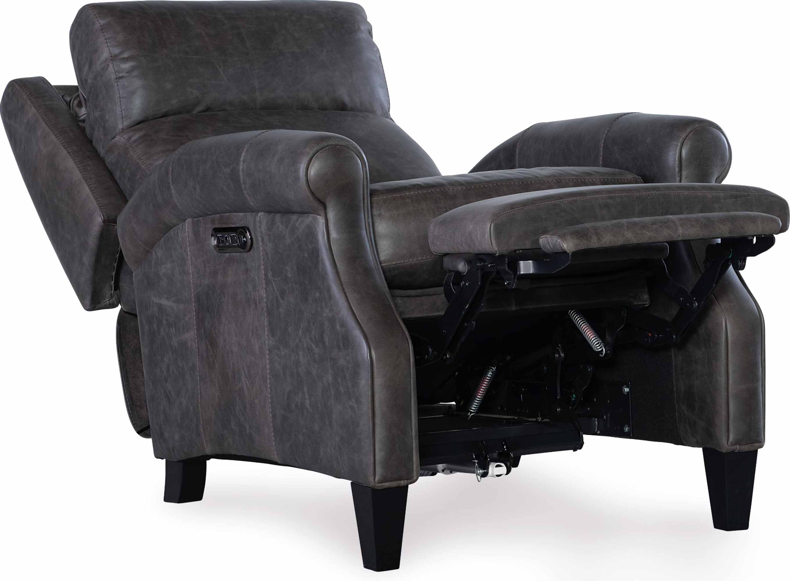 Hurley Leather Power Recliner With Articulating Headrest In Grey - Image 3