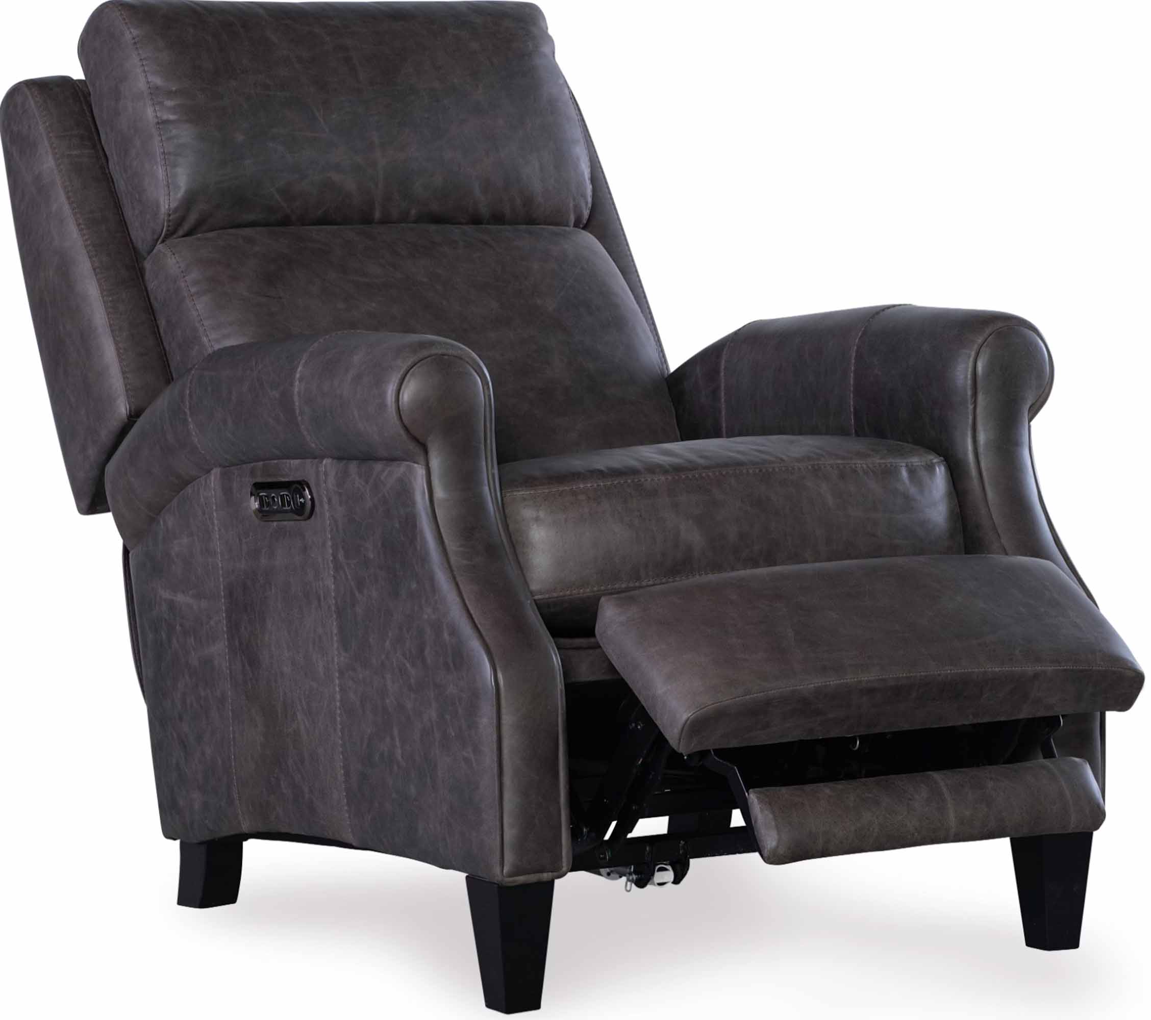 Hurley Leather Power Recliner With Articulating Headrest In Grey - Image 4