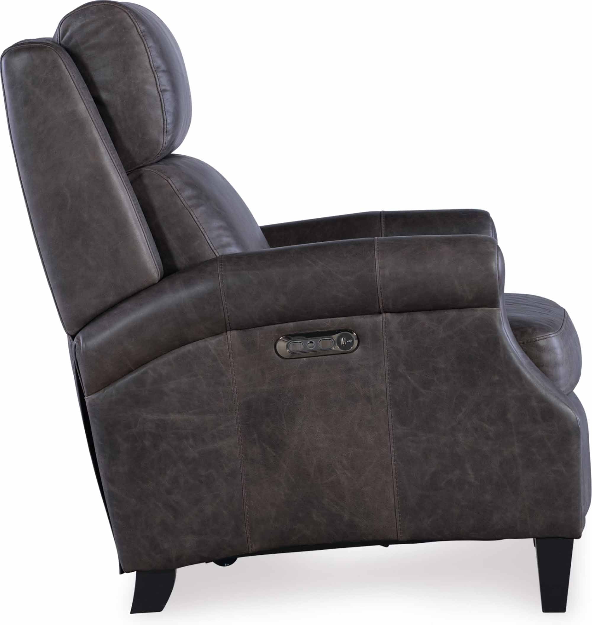 Hurley Leather Power Recliner With Articulating Headrest In Grey - Image 5