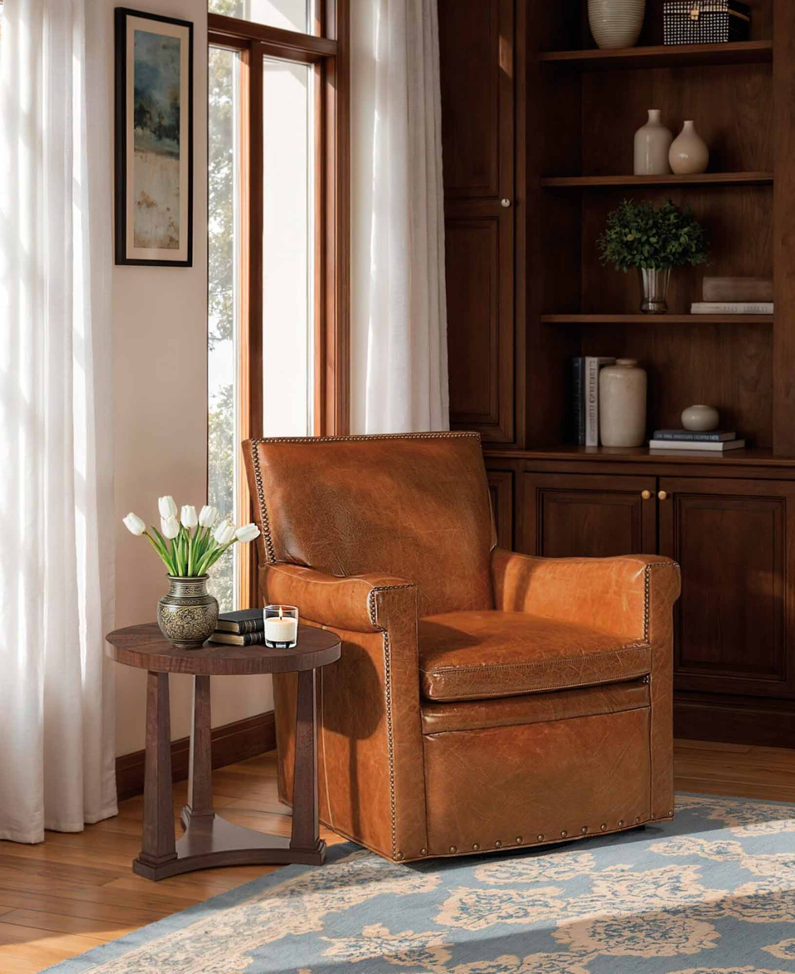 Jilian Leather Swivel Chair - Image 4