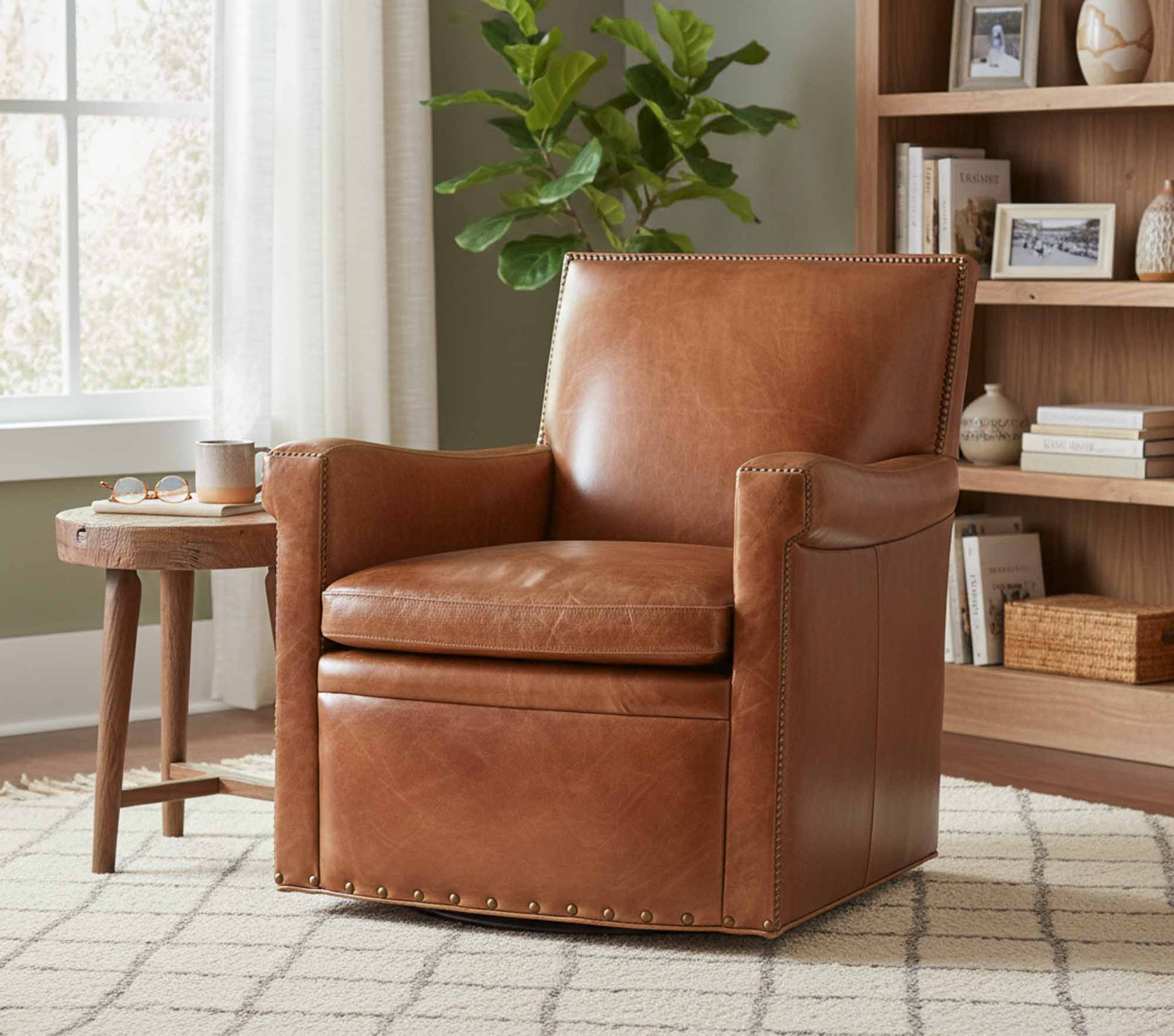 Jilian Leather Swivel Chair - Image 5