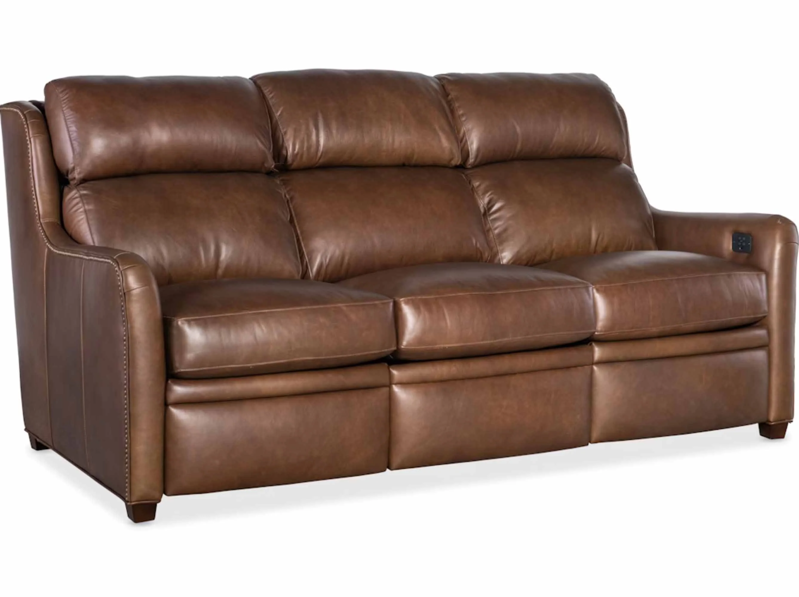 Johnson Leather Power Reclining Sofa With Articulating Headrest