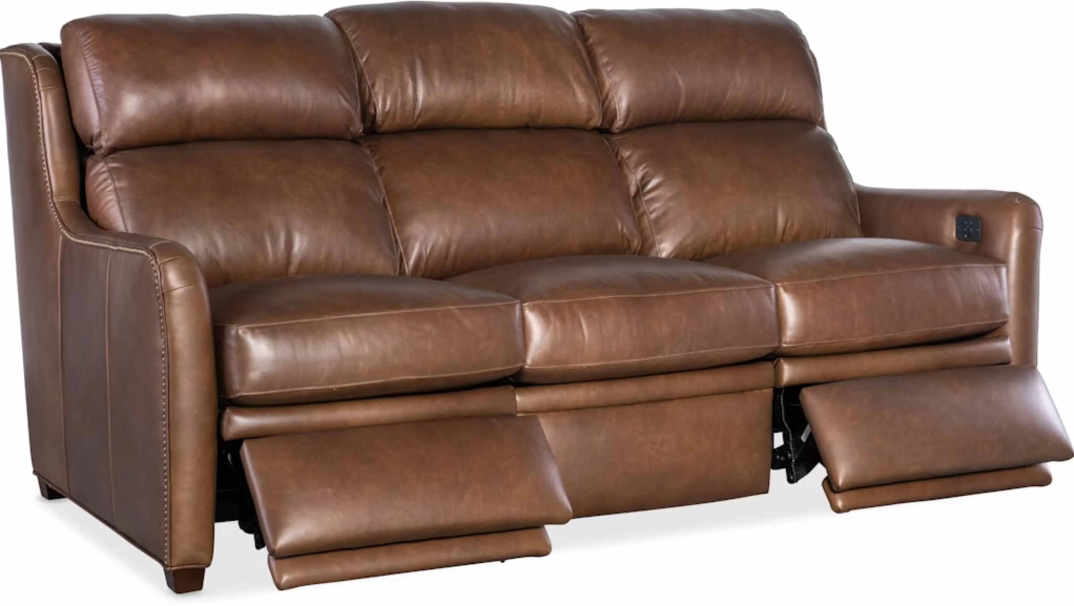 Johnson Leather Power Reclining Sofa With Articulating Headrest - Image 5