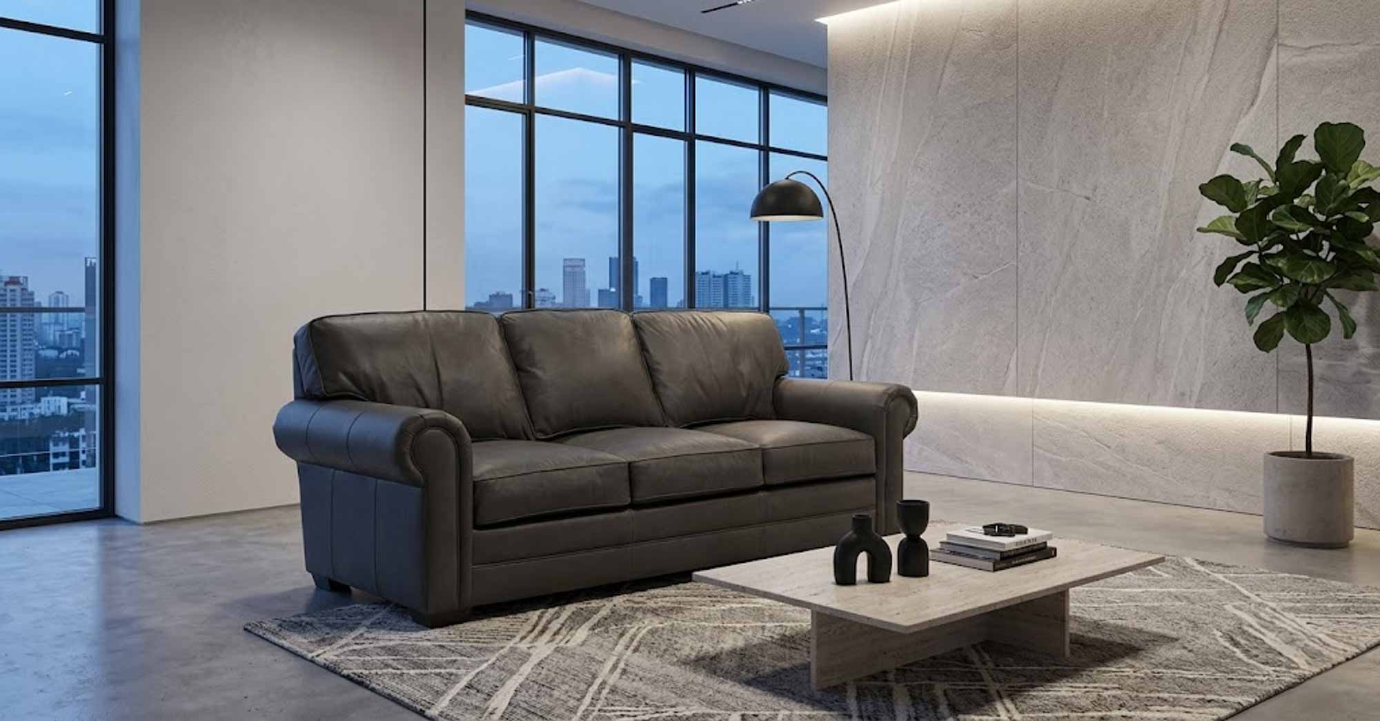 Kahne Leather Queen Size Sofa Sleeper - Image 5