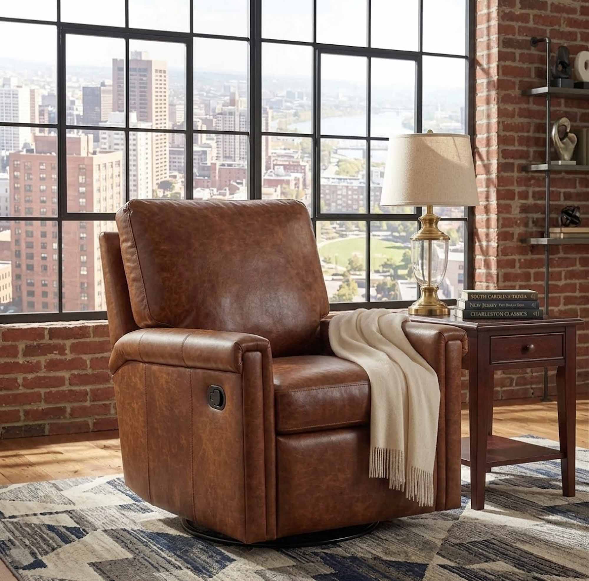 Kara Leather Swivel Glider Recliner - Image 4