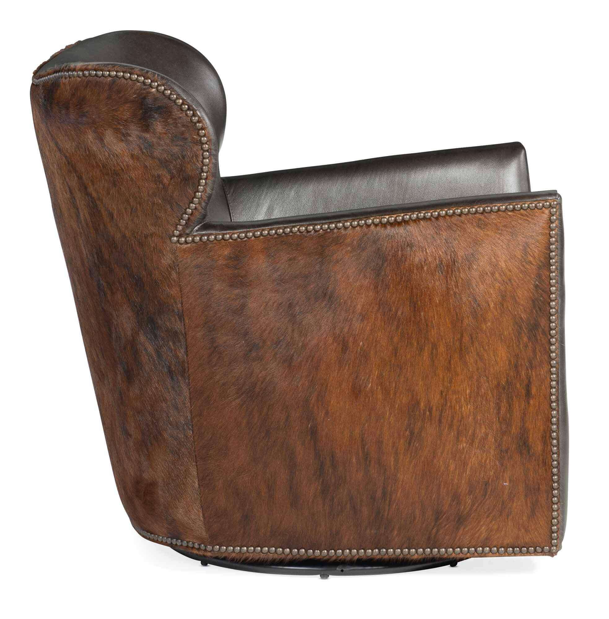 Kato Leather Swivel Chair In Brown - Image 2