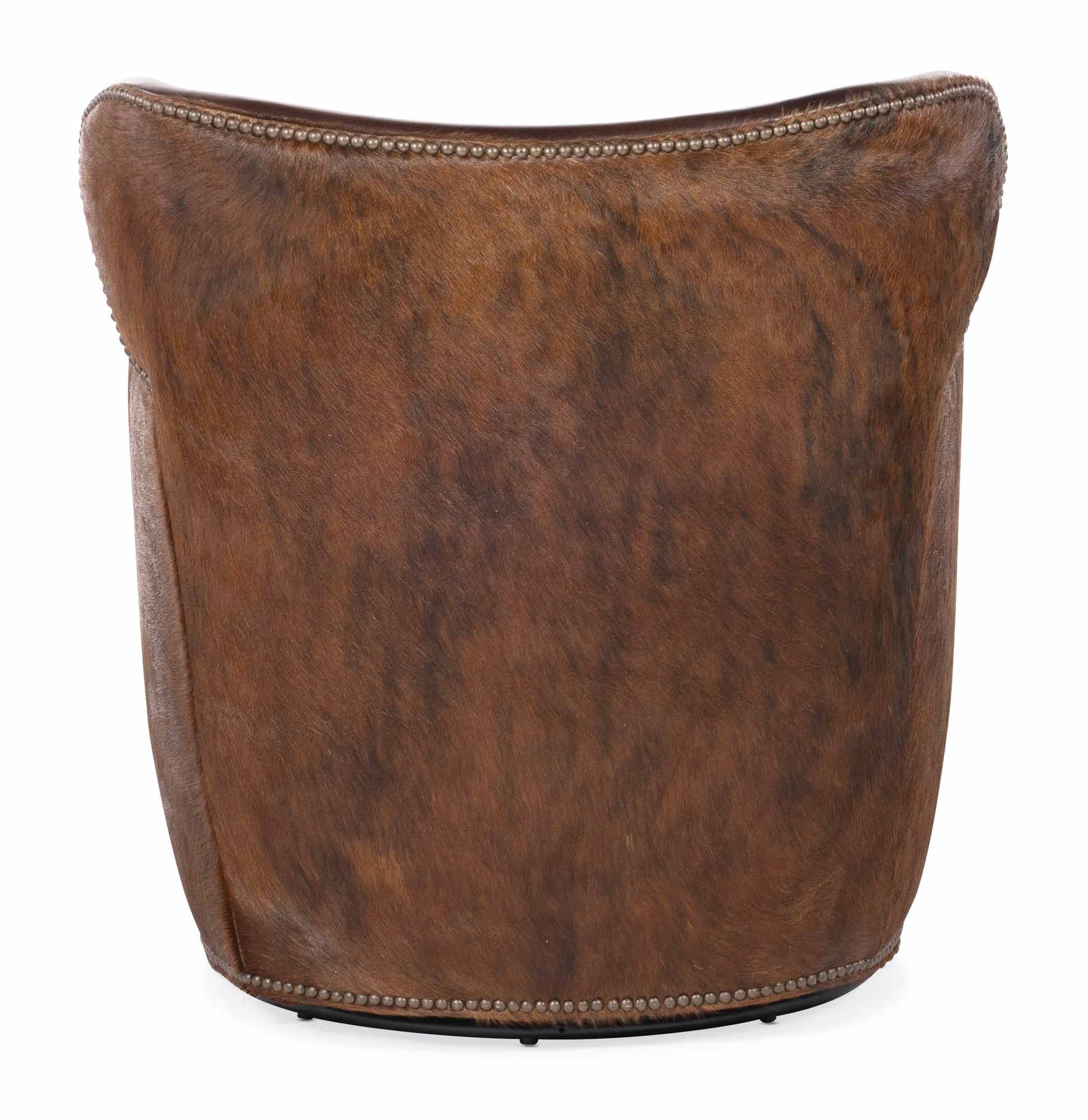 Kato Leather Swivel Chair In Brown - Image 3