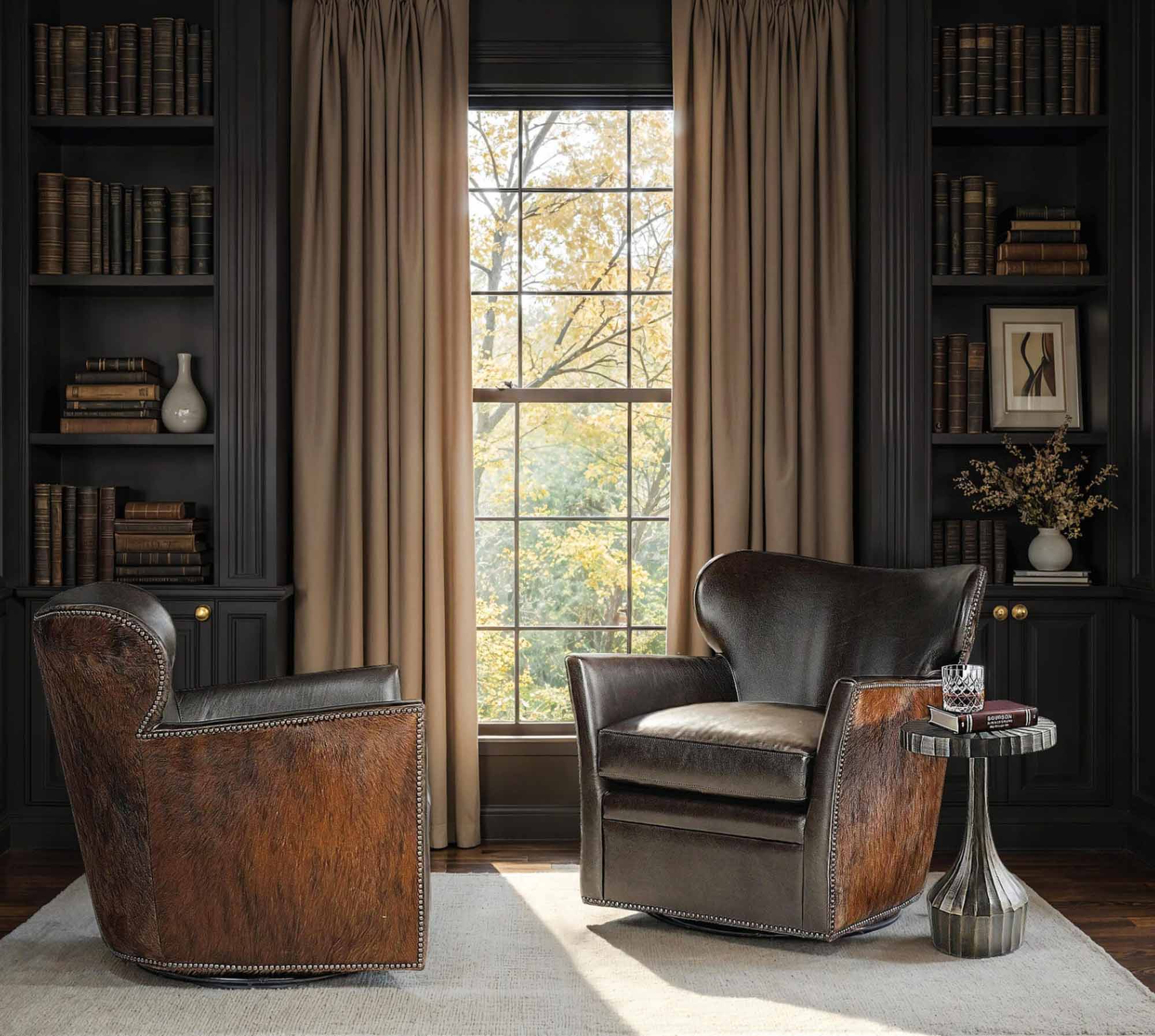 Kato Leather Swivel Chair In Brown - Image 6