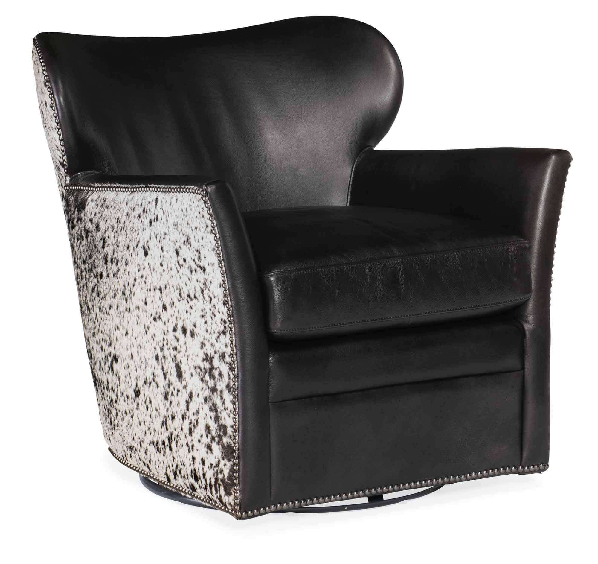 Kato Leather Swivel Chair In Grey