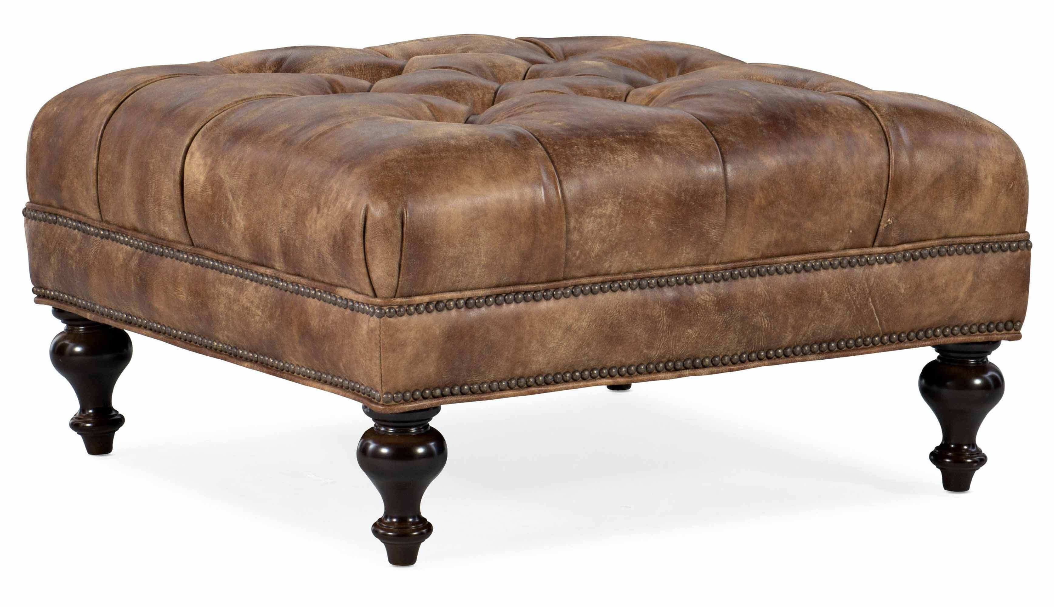 Kelsey Tufted Top Leather Cocktail Ottoman - Image 2