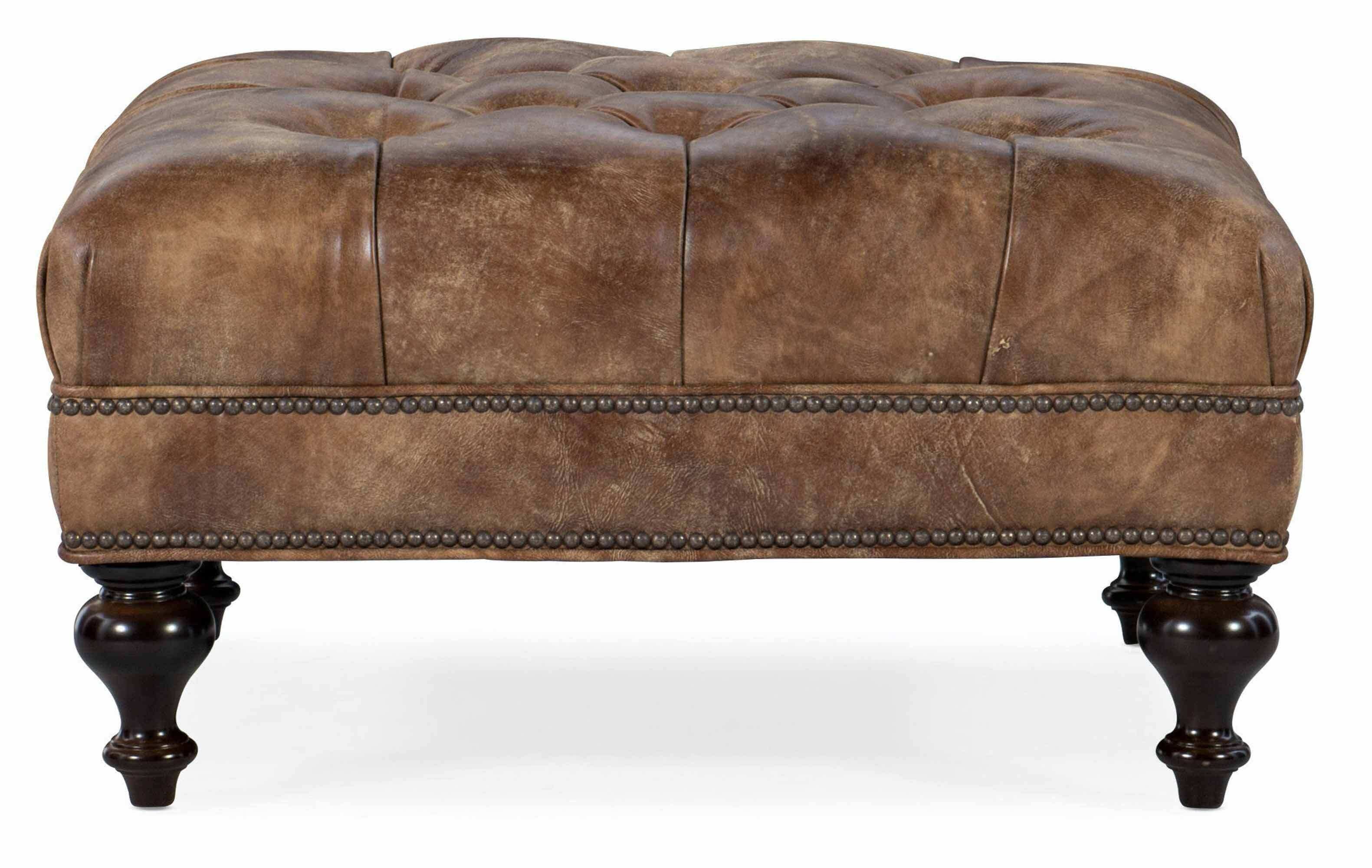 Kelsey Tufted Top Leather Cocktail Ottoman - Image 3