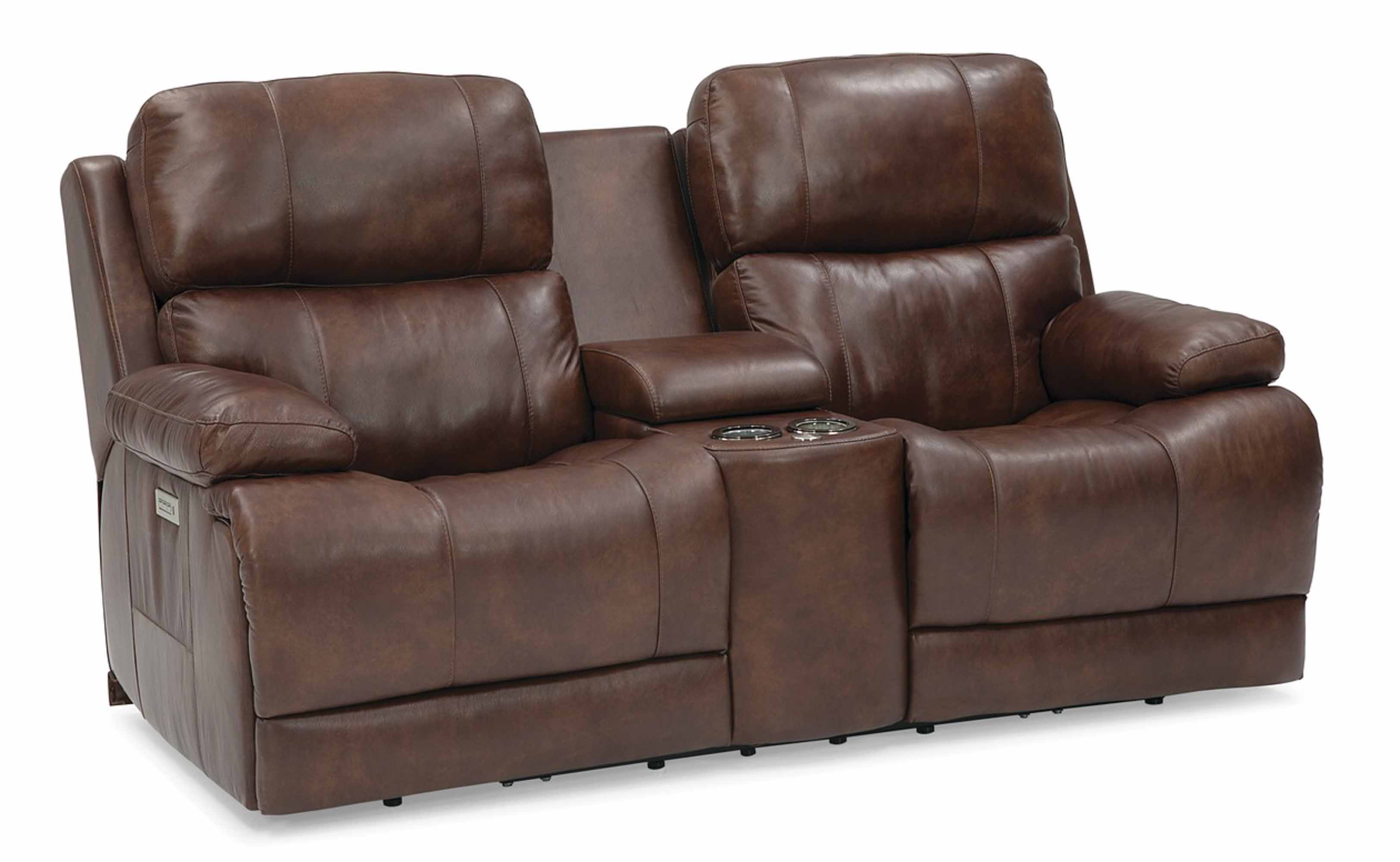 Kenaston Leather Power Reclining Loveseat Console With Articulating Headrest