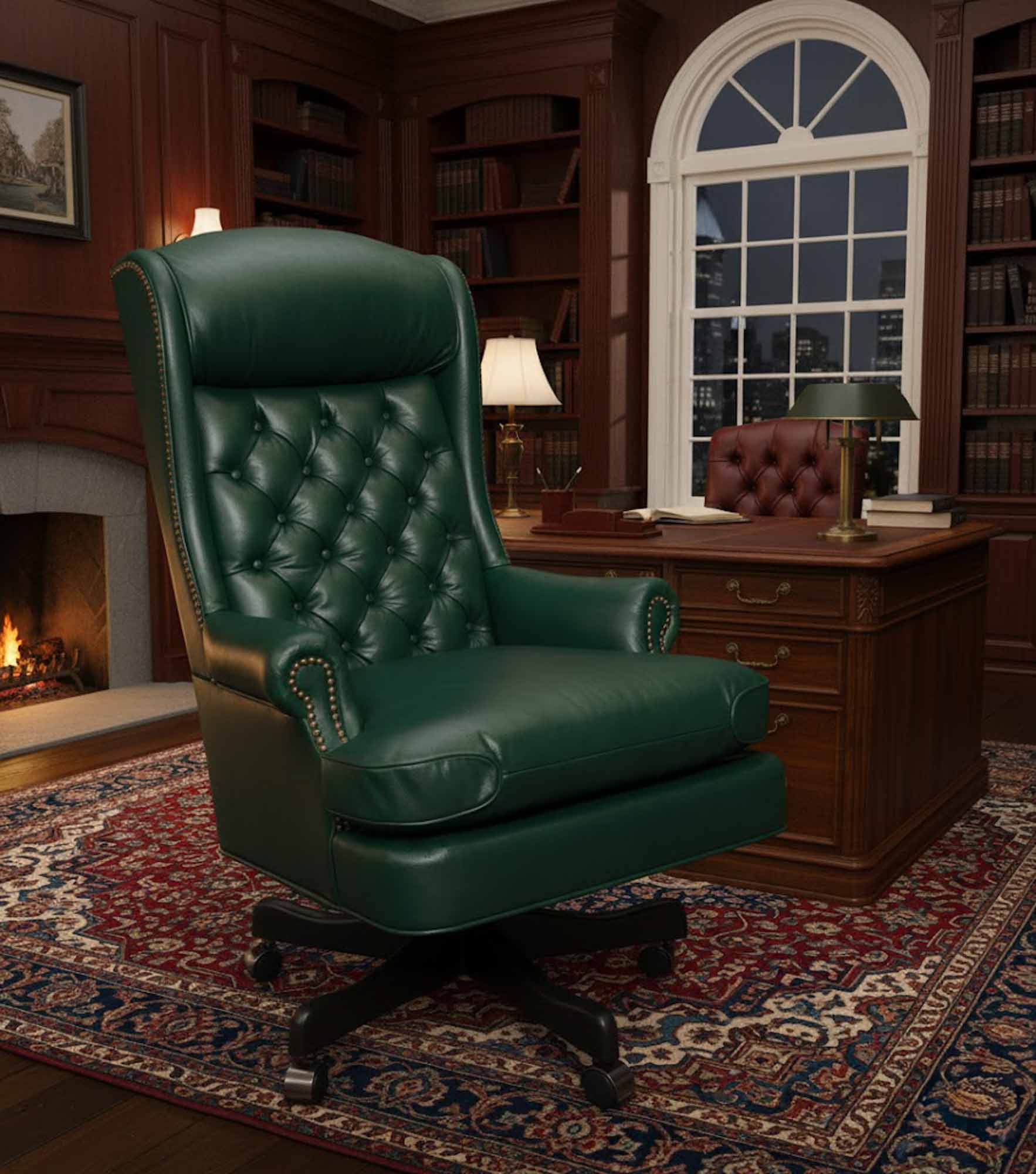 Kincaid Tufted Leather Swivel Tilt Chair - Image 6