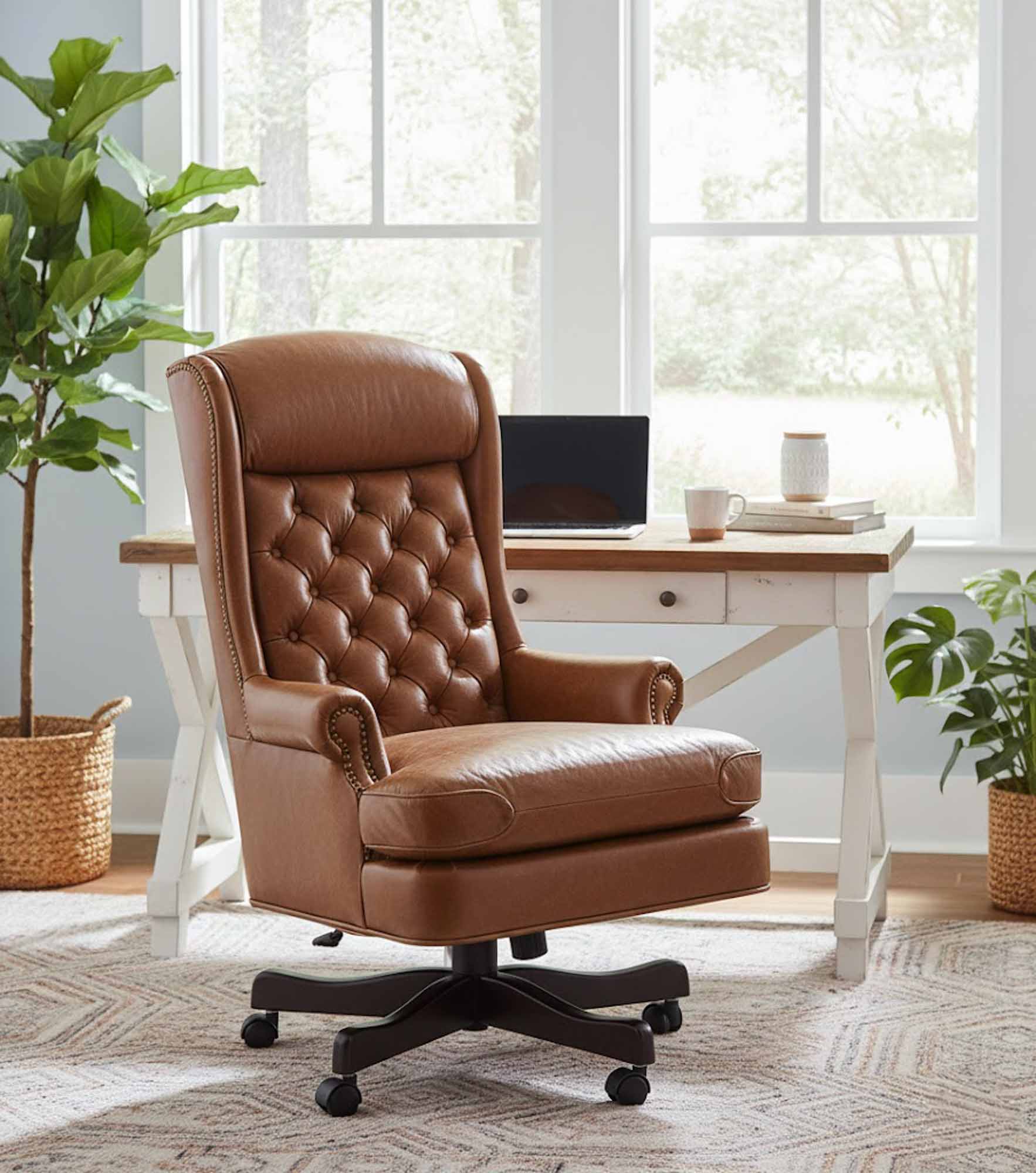 Kincaid Tufted Leather Swivel Tilt Chair - Image 7