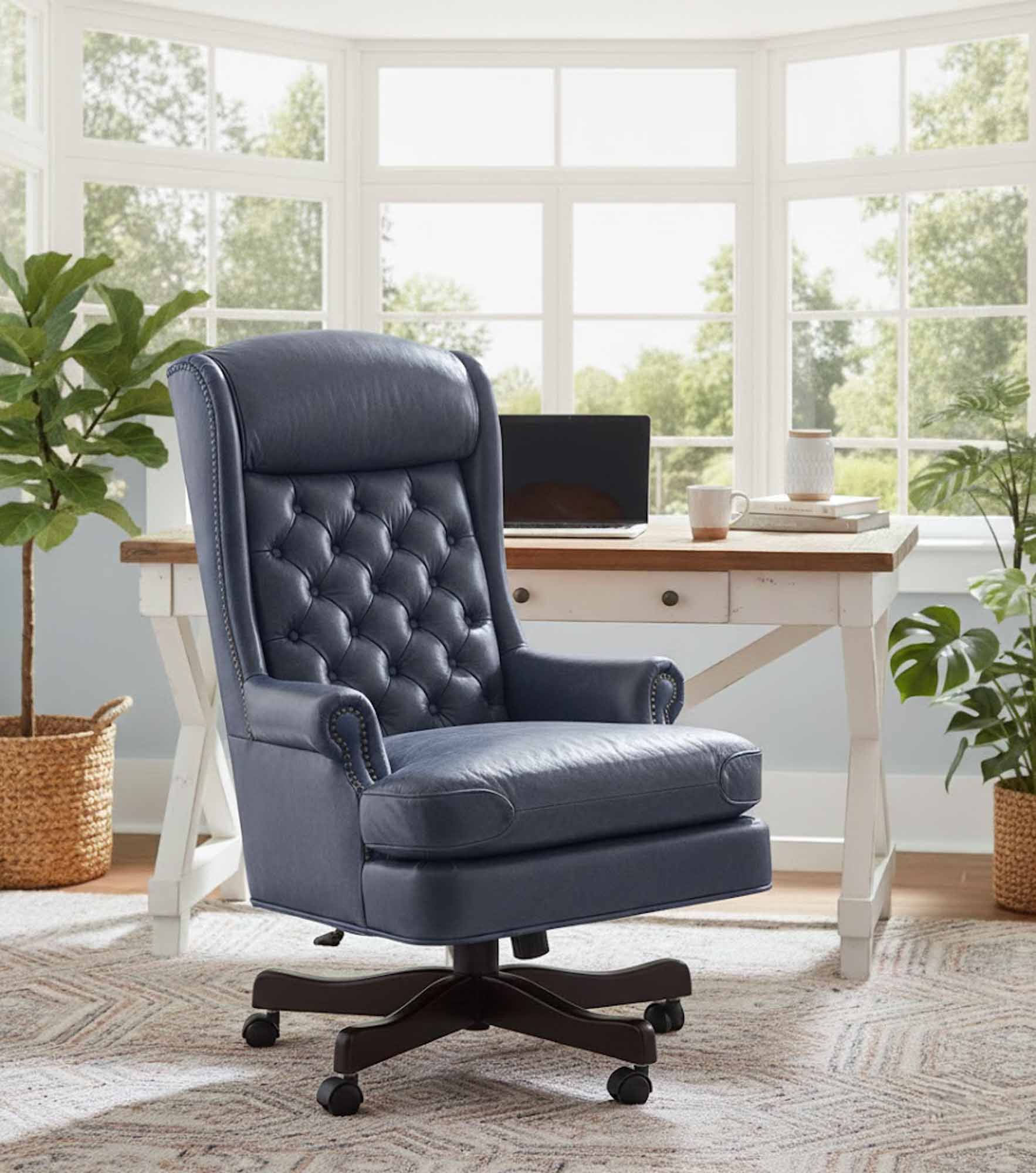 Kincaid Tufted Leather Swivel Tilt Chair - Image 8