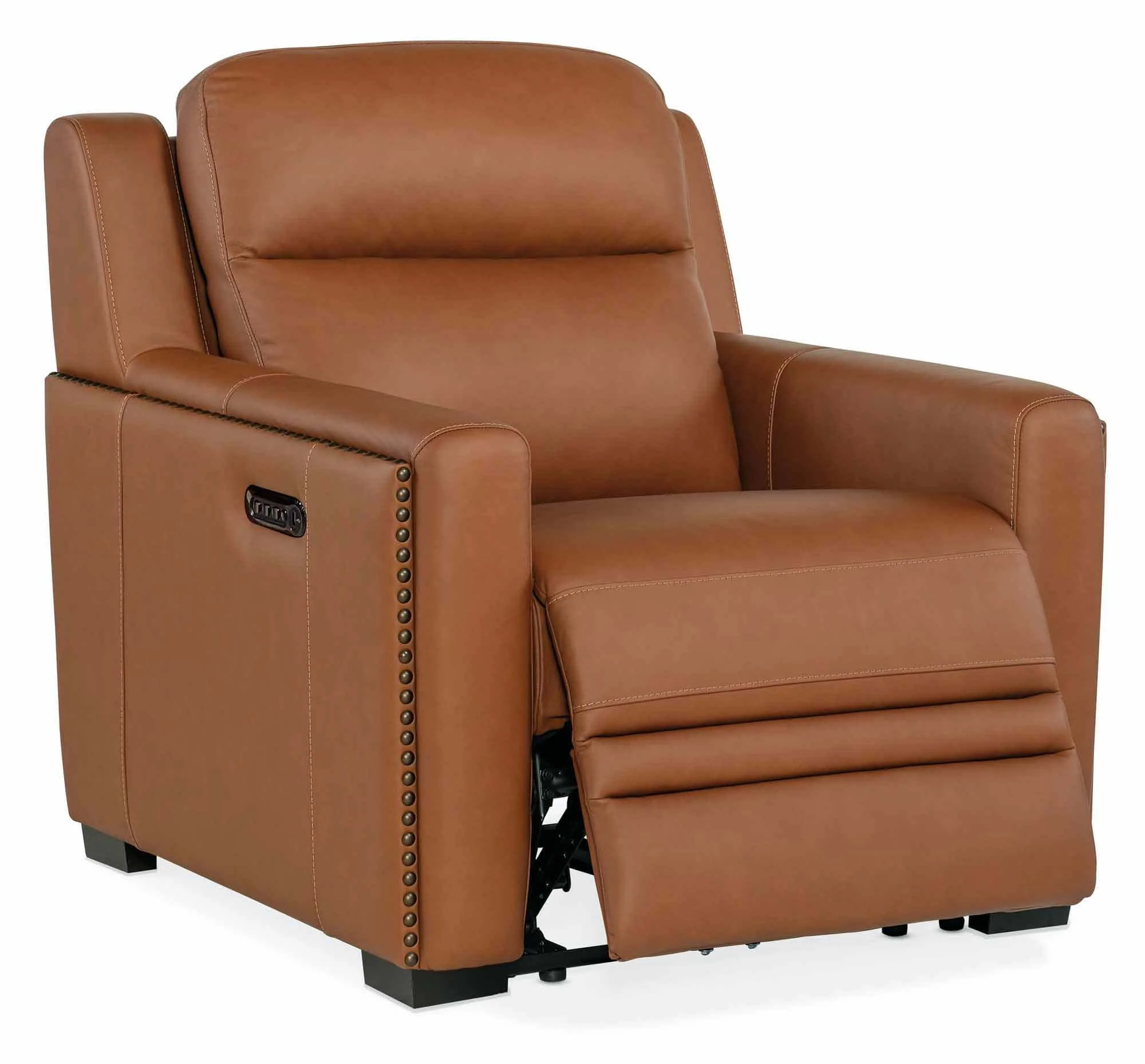 Kinley Leather Power Recliner With Articulating Headrest And Lumbar In Brown - Image 4