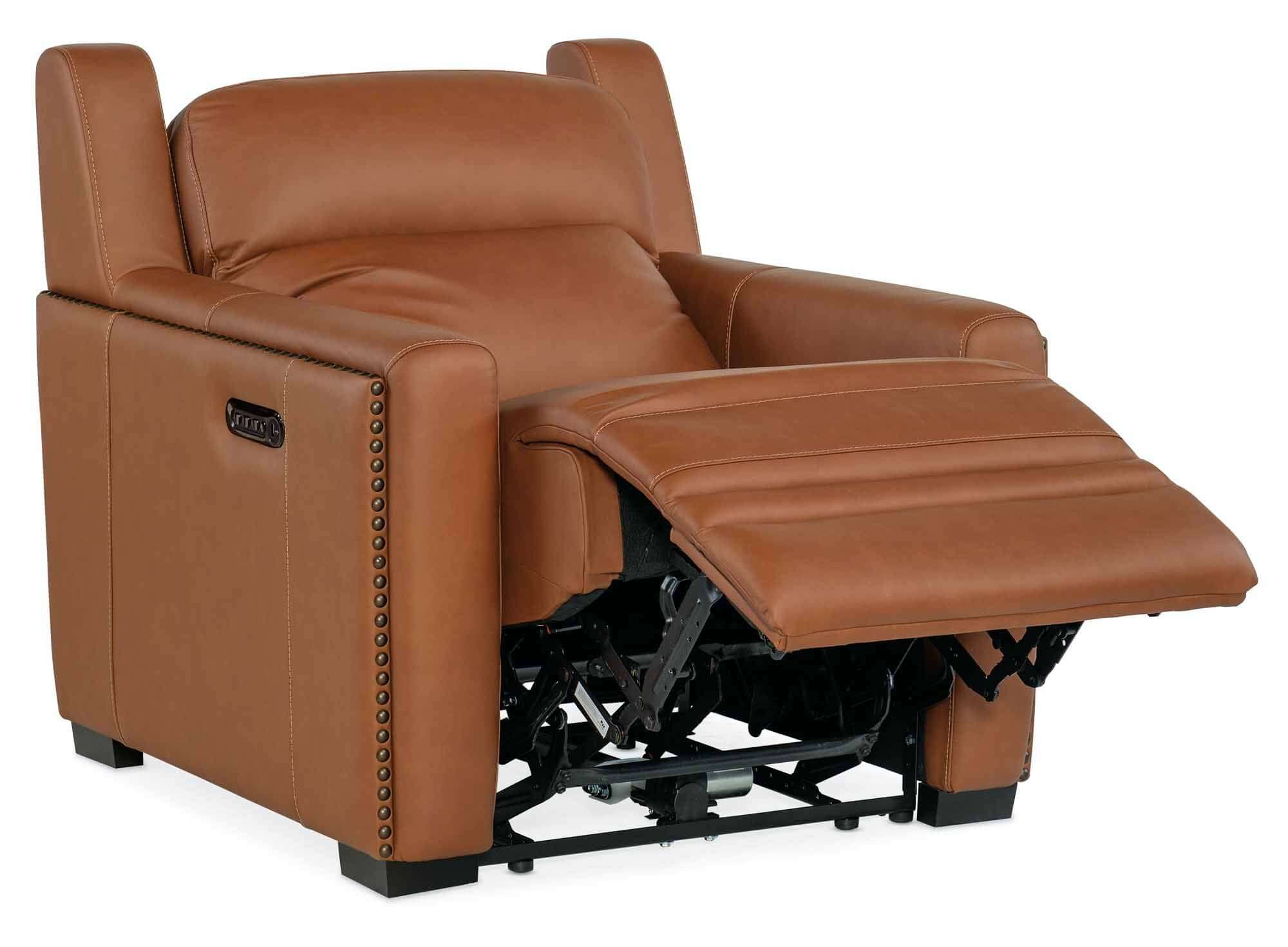 Kinley Leather Power Recliner With Articulating Headrest And Lumbar In Brown - Image 5