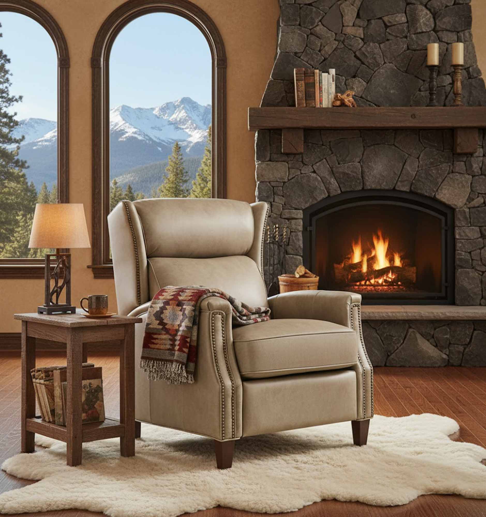 Lansing Leather Power Recliner With Articulating Headrest - Image 9