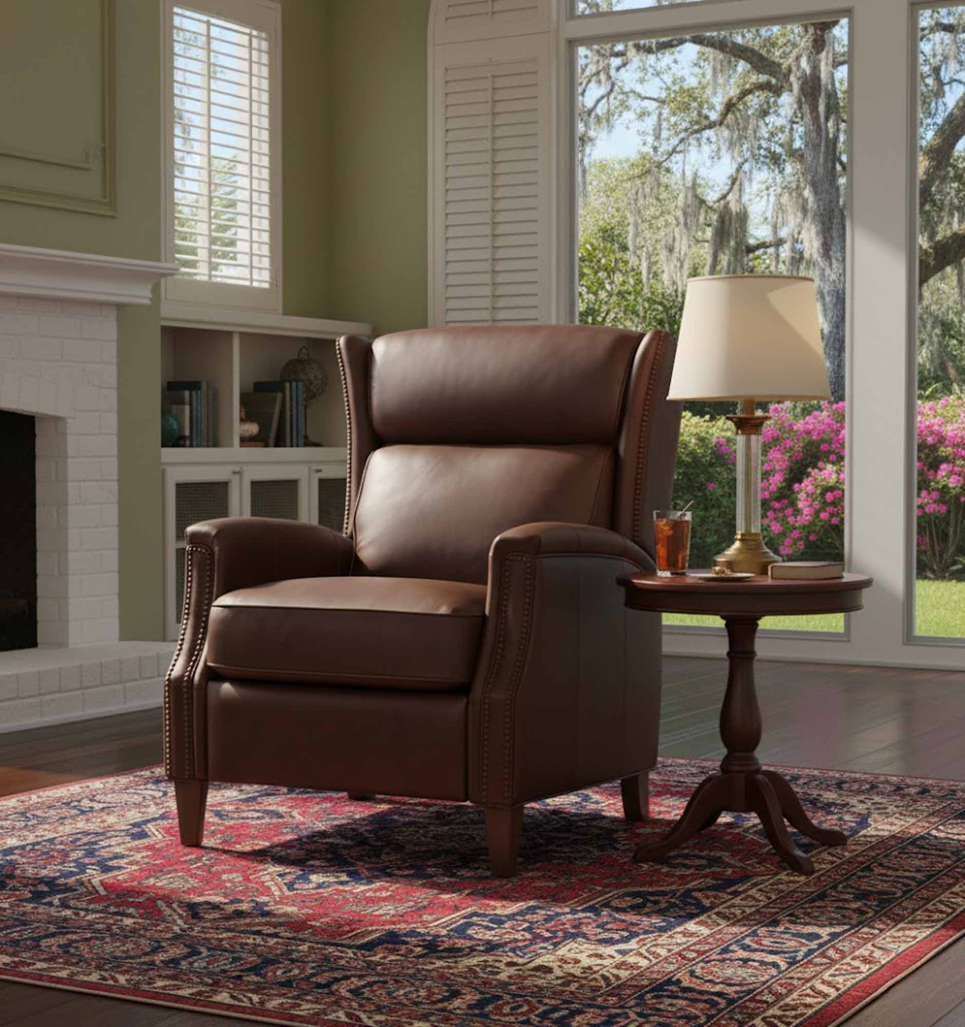 Lansing Leather Power Recliner With Articulating Headrest In Brown - Image 9