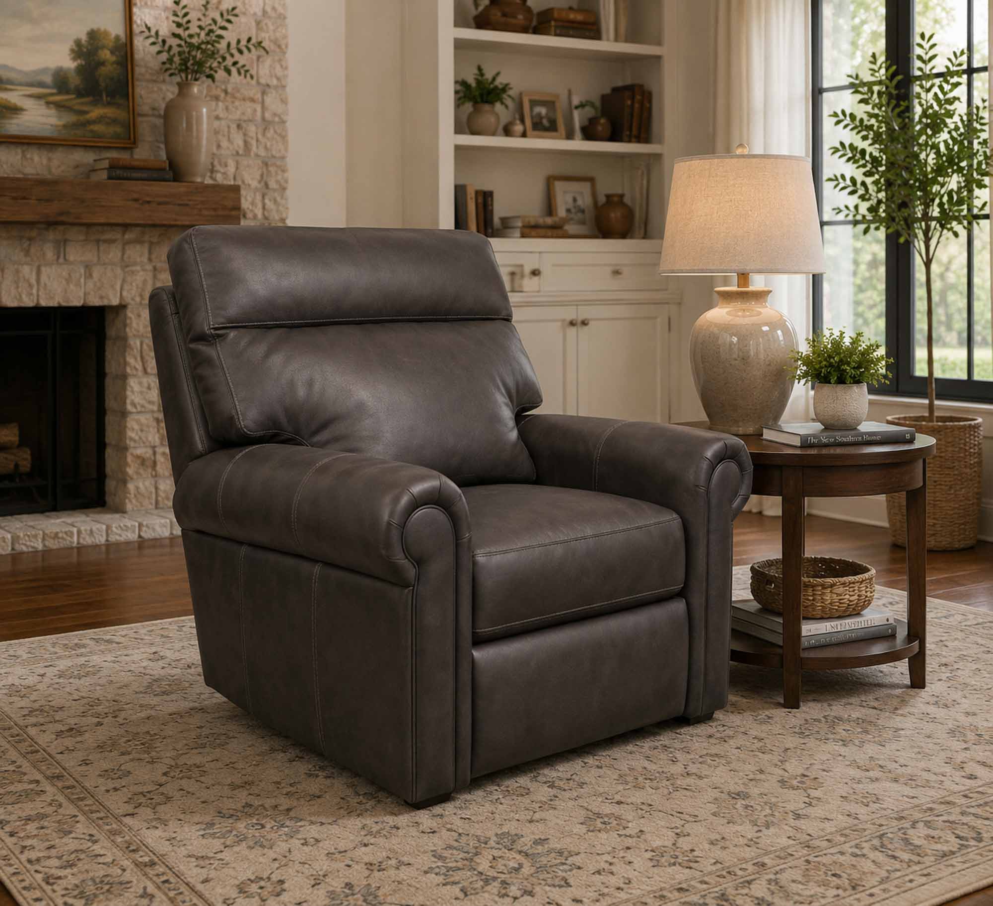 Logic Leather Swivel Glider Power Recliner With Articulating Headrest - Image 4