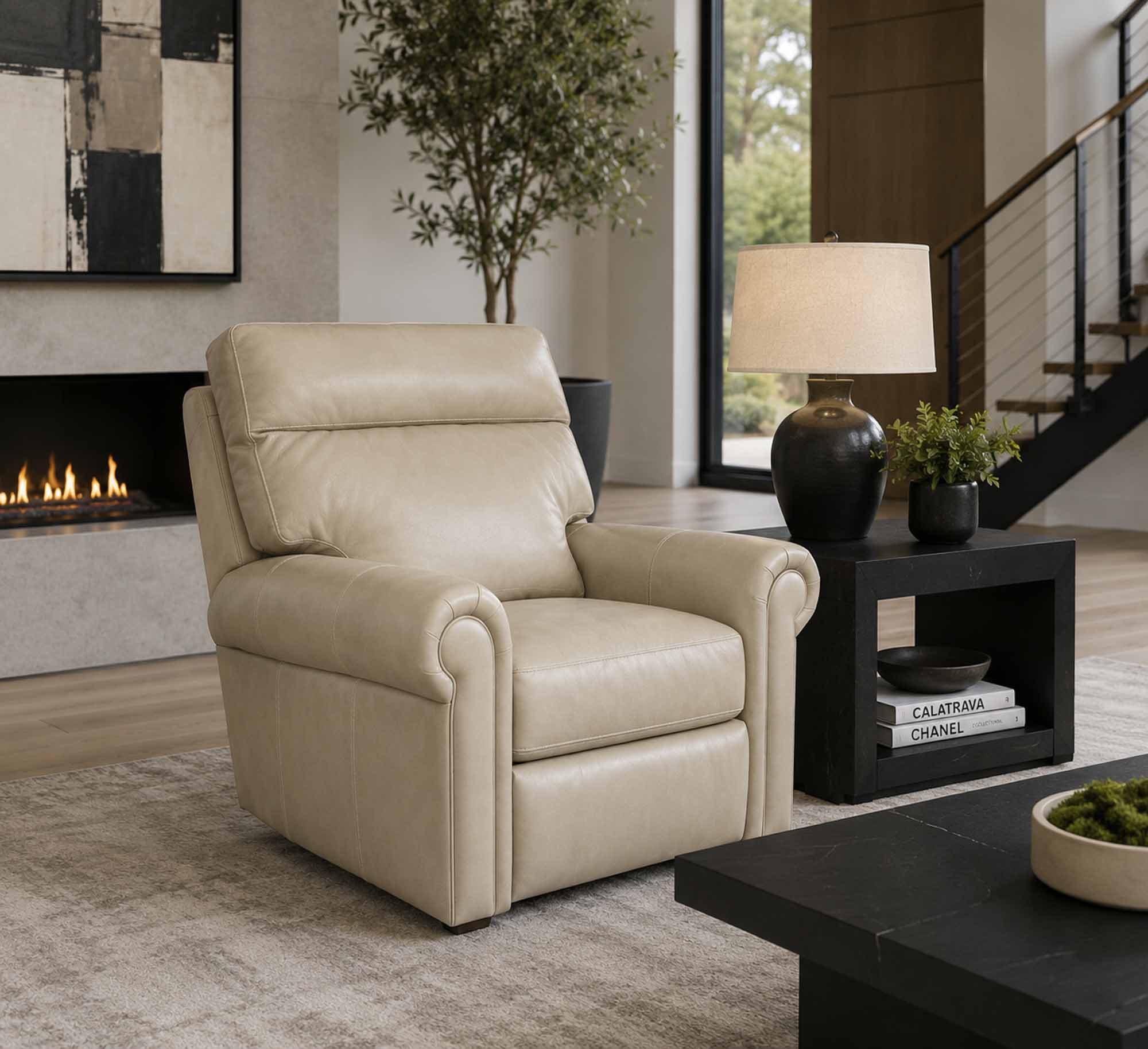 Logic Leather Swivel Glider Power Recliner With Articulating Headrest - Image 5
