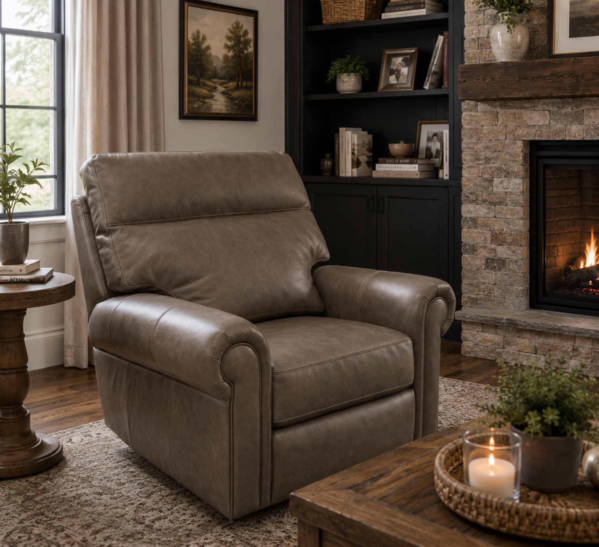 Logic Leather Swivel Glider Power Recliner With Articulating Headrest - Image 6