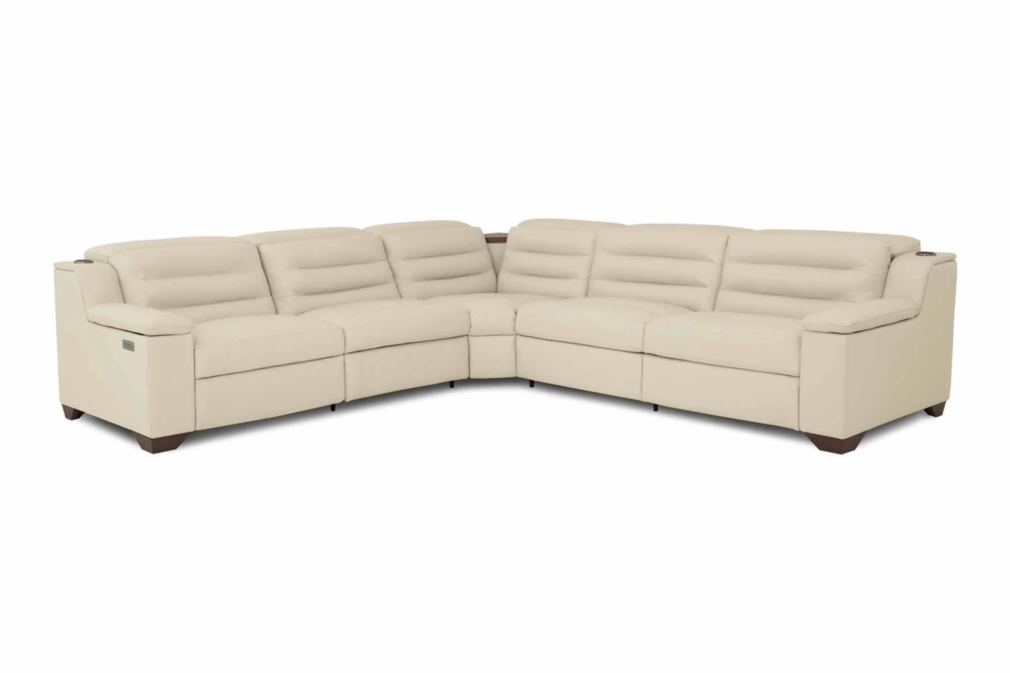 Lotus Leather Power Reclining Sectional With Articulating Headrest