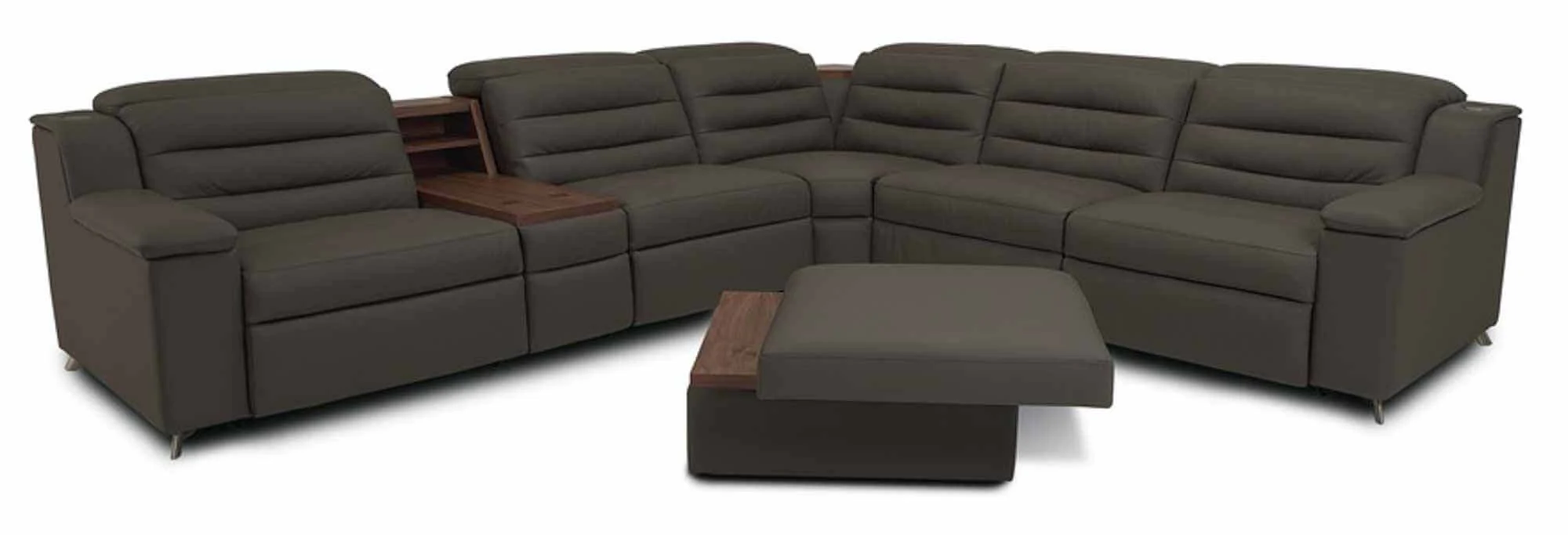 Lotus Leather Power Reclining Sectional With Articulating Headrest - Image 2